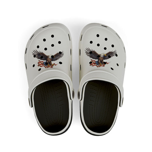 CULUSA Eagle with Flag | Kids Clogs | Patriotic EVA Foam Slip-Ons