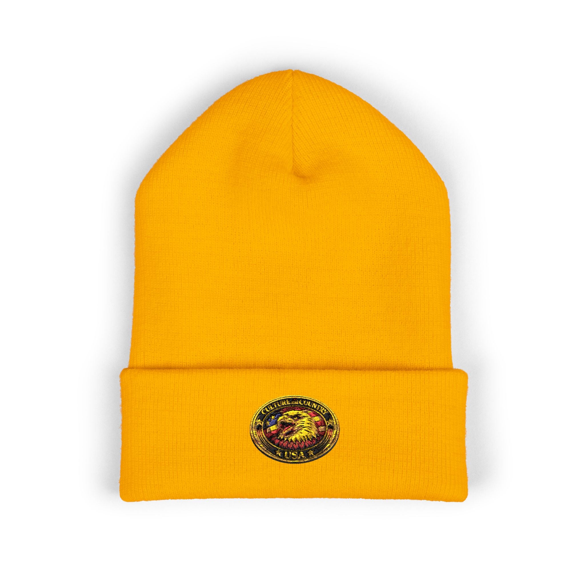 CULUSA Eagle Knit Hat - front embroidered eagle USA flag graphic