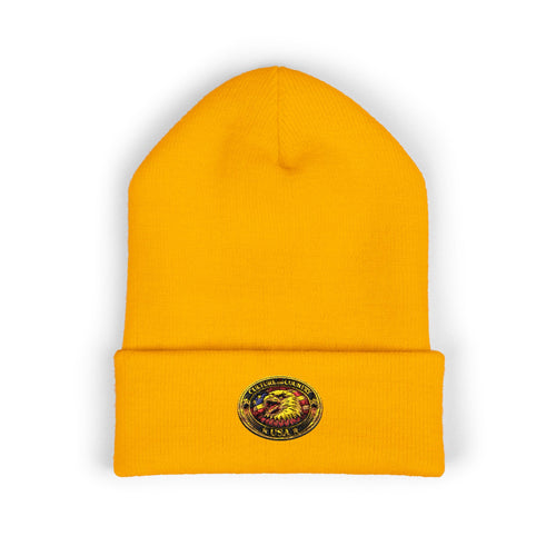 CULUSA Eagle Knit Hat - front embroidered eagle USA flag graphic