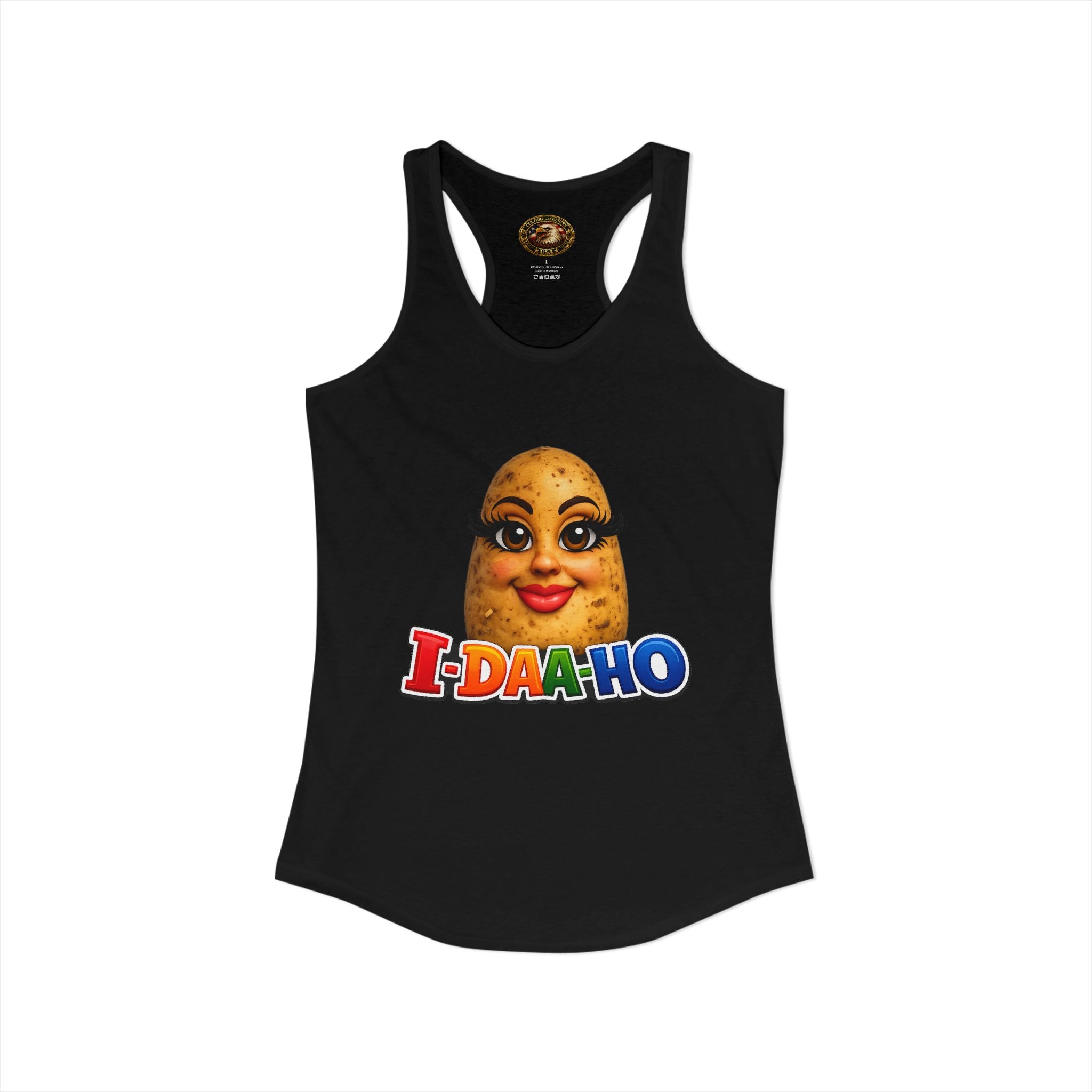 I-DAA-HO Potato Racerback Tank - green colorway front view