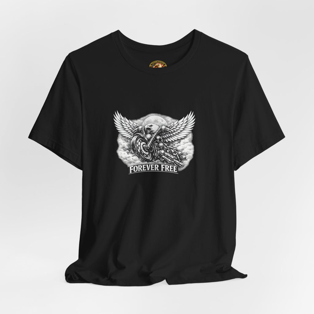 Forever Free Eagle T-Shirt - front black and white patriotic graphic view