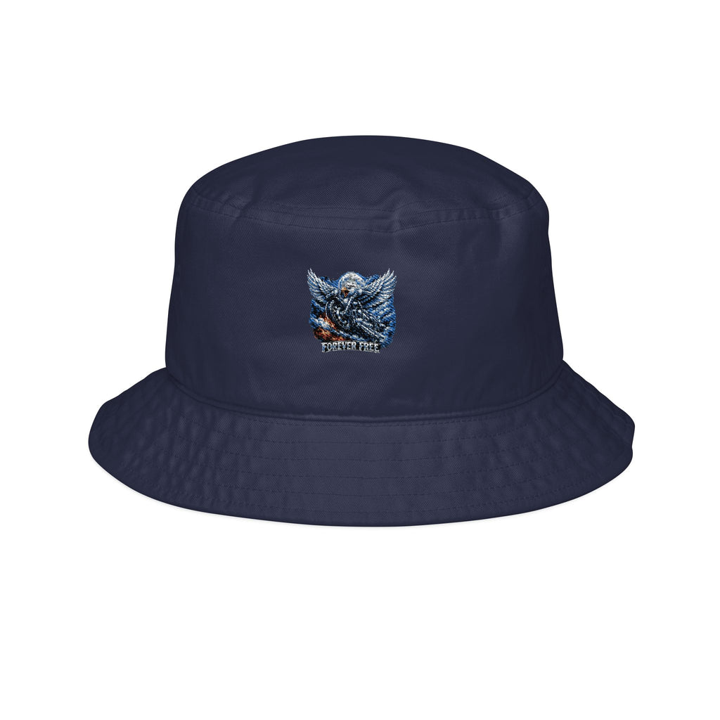 Eagle on Motorcycle Bucket Hat - side profile brim detail colorway