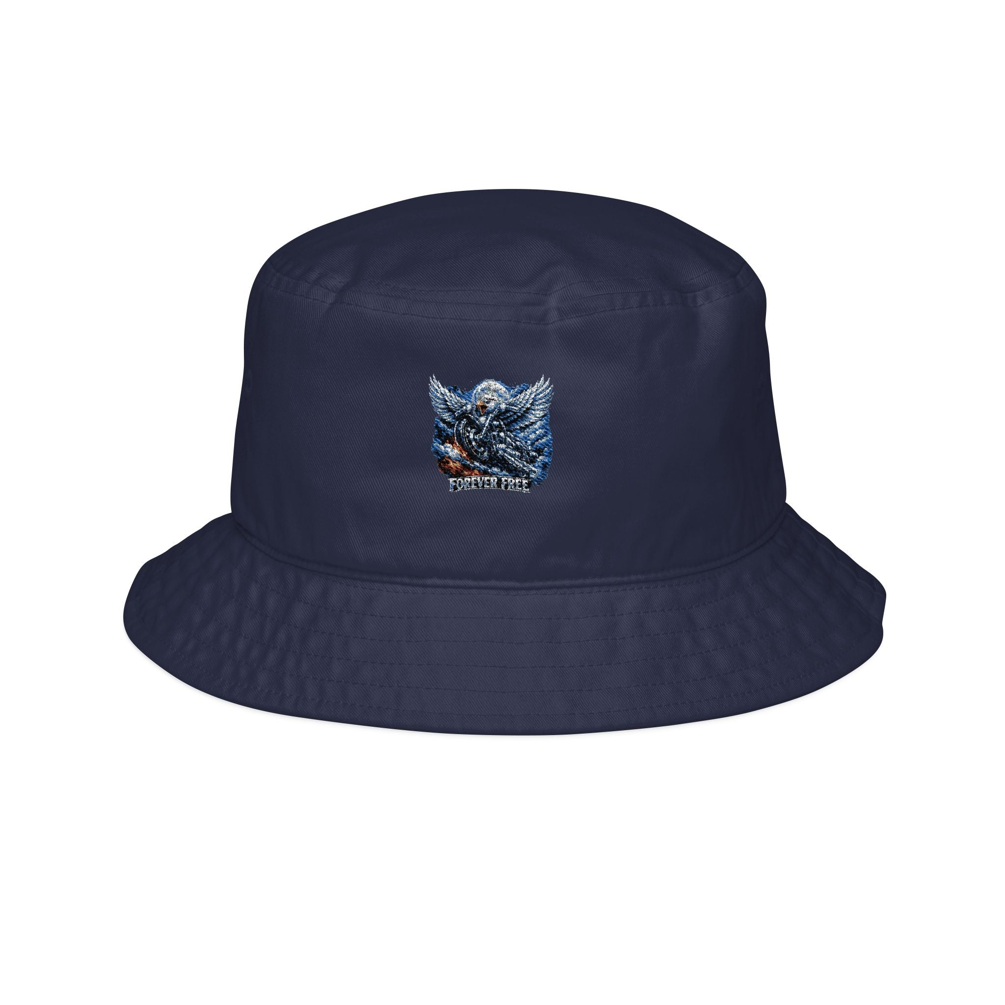 Eagle on Motorcycle Bucket Hat - side profile brim detail colorway