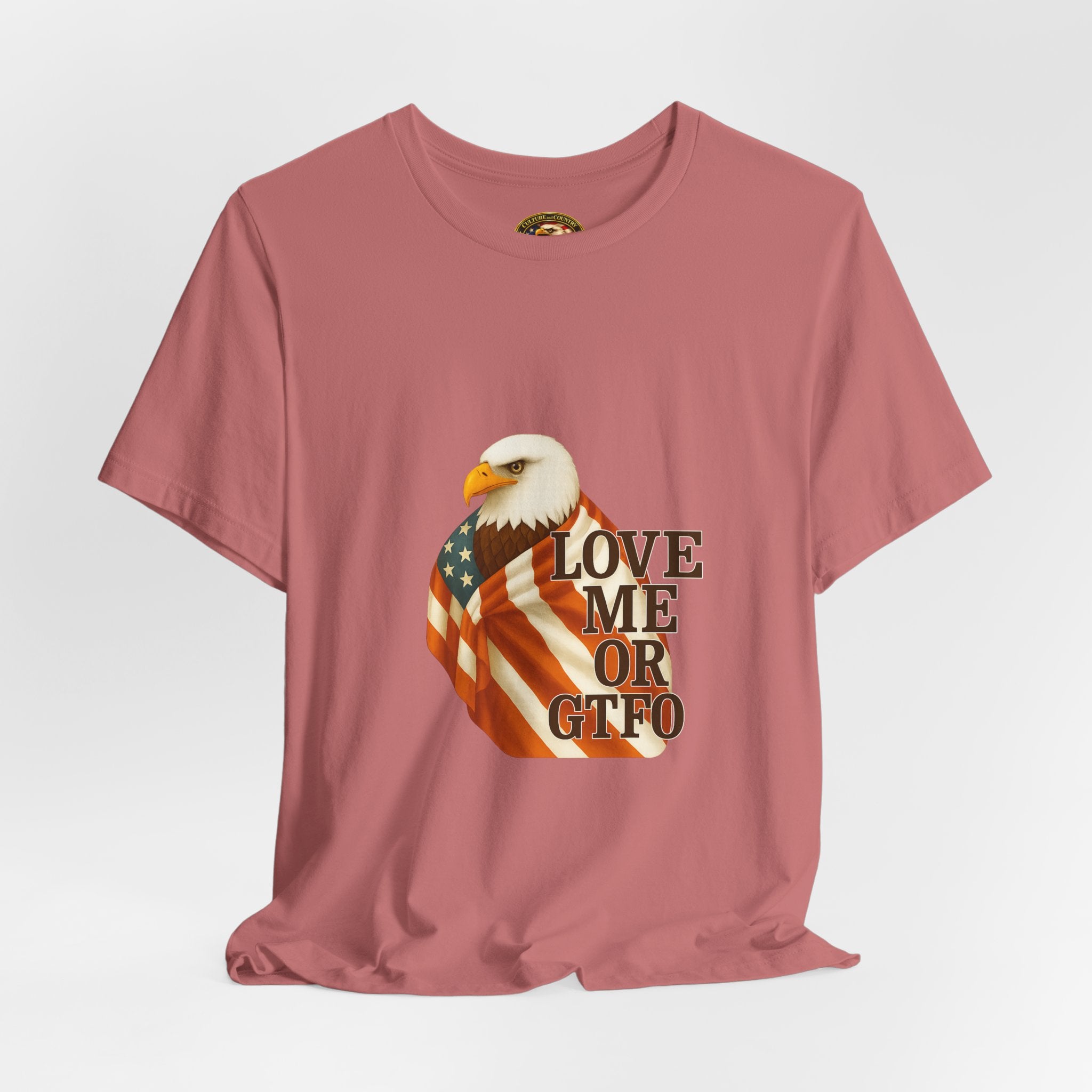 Love America or GTFO T-Shirt - back design detail view