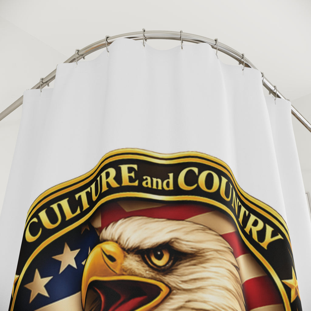CULUSA Eagle Shower Curtain - full patriotic eagle USA design view