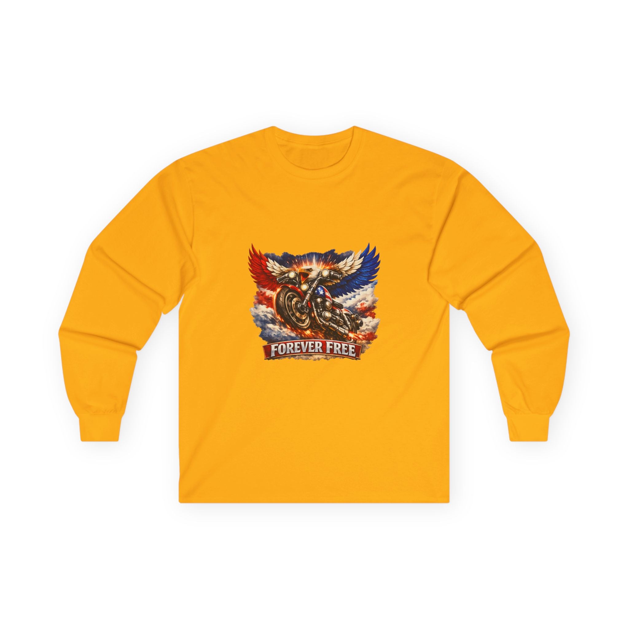 Forever Free Eagle Long Sleeve - back eagle on motorcycle design view