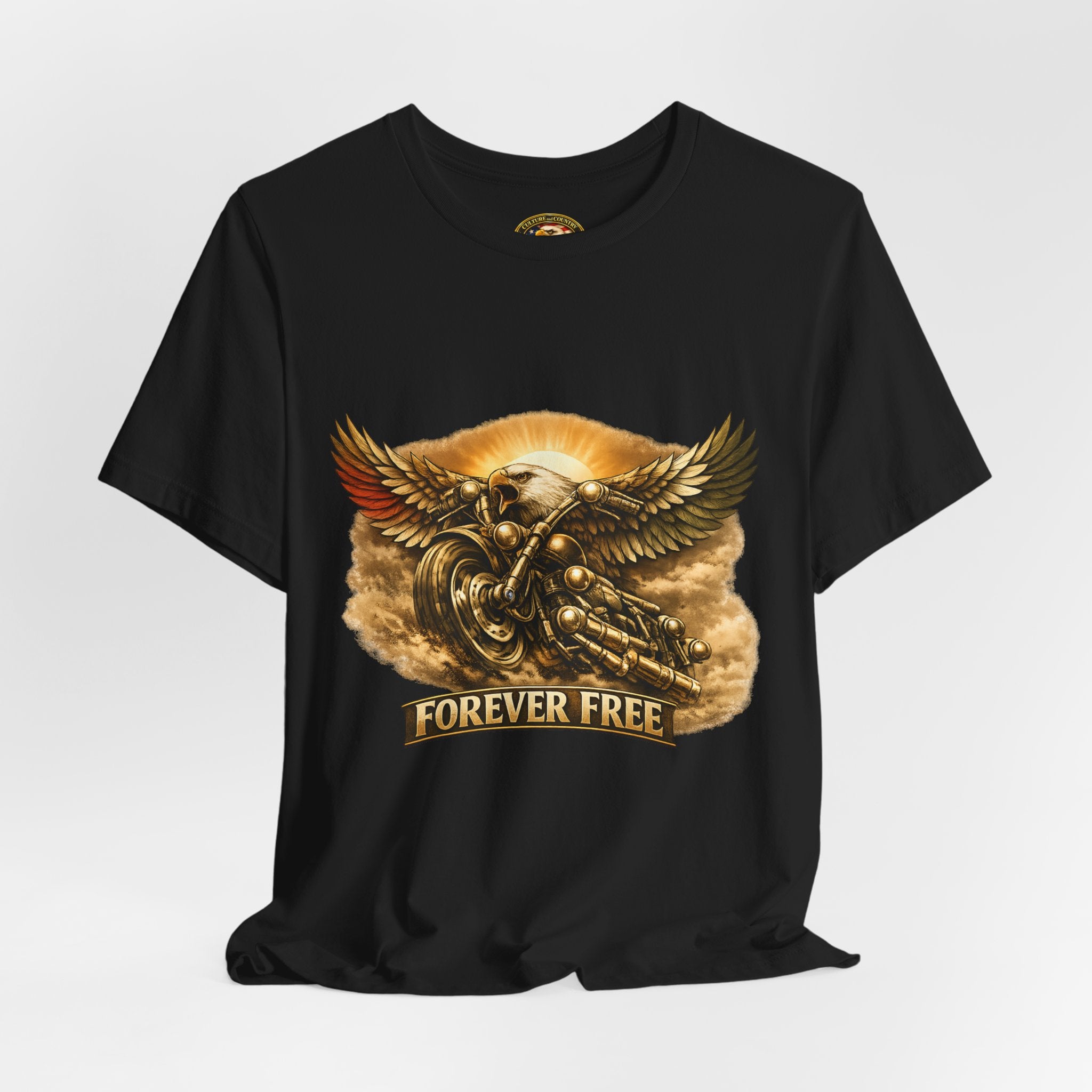 Forever Free Eagle T-Shirt - front patriotic gold graphic view