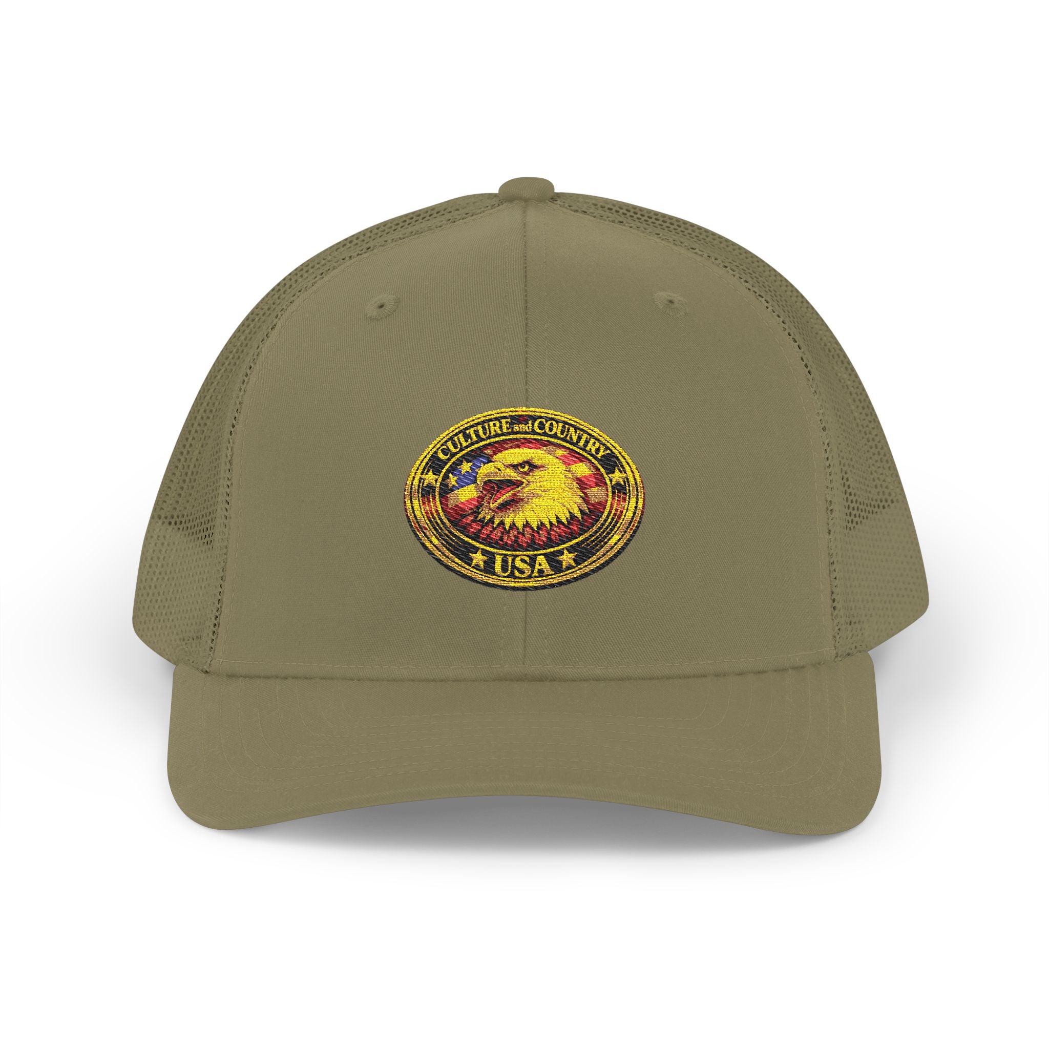 CULUSA Eagle Snapback Trucker - white colorway front view