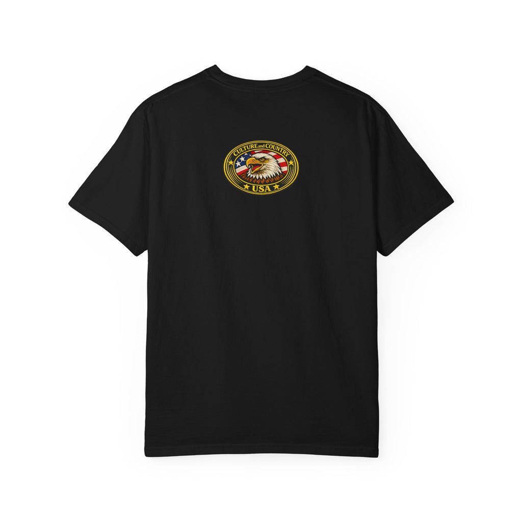 Eagle in Flight T-Shirt - O Beautiful for Spacious Skies text detail
