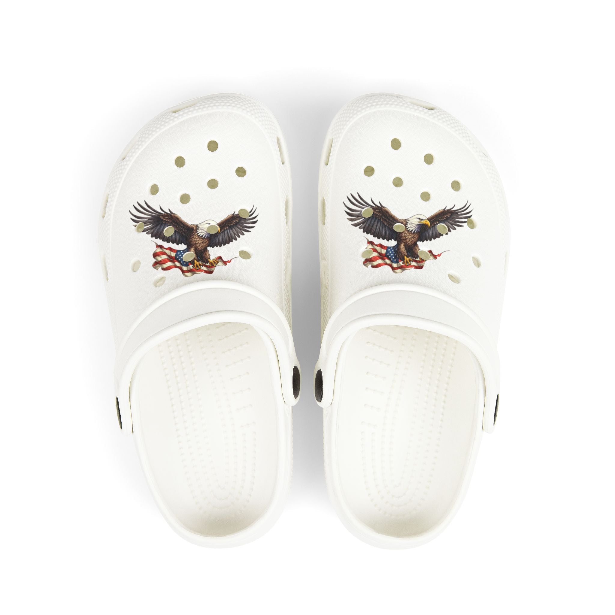 CULUSA Eagle with Flag | Kids Clogs | Patriotic EVA Foam Slip-Ons