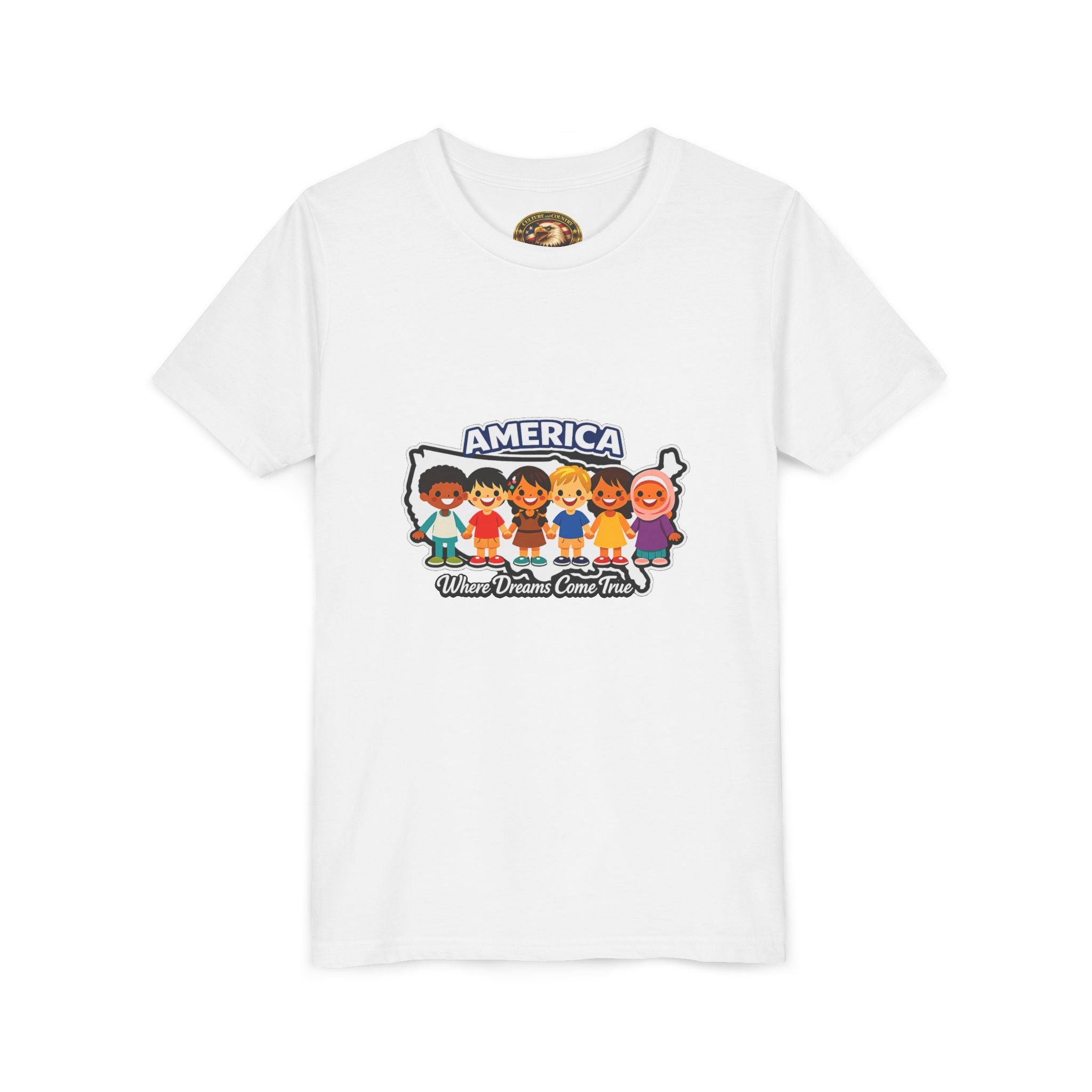 Diverse American Kids T-Shirt - red colorway front view