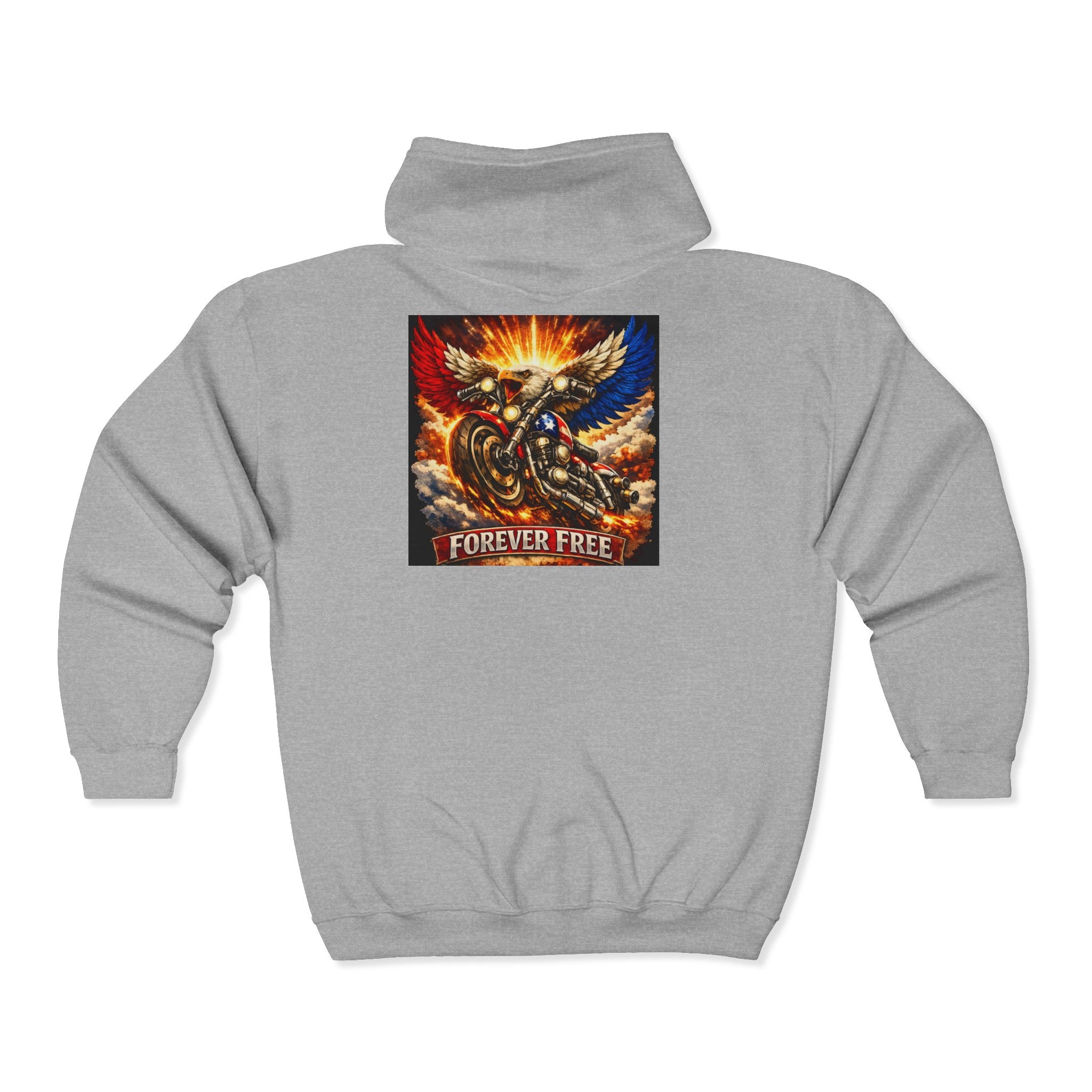 Forever Free Eagle Zip Hoodie - eagle graphic close-up back
