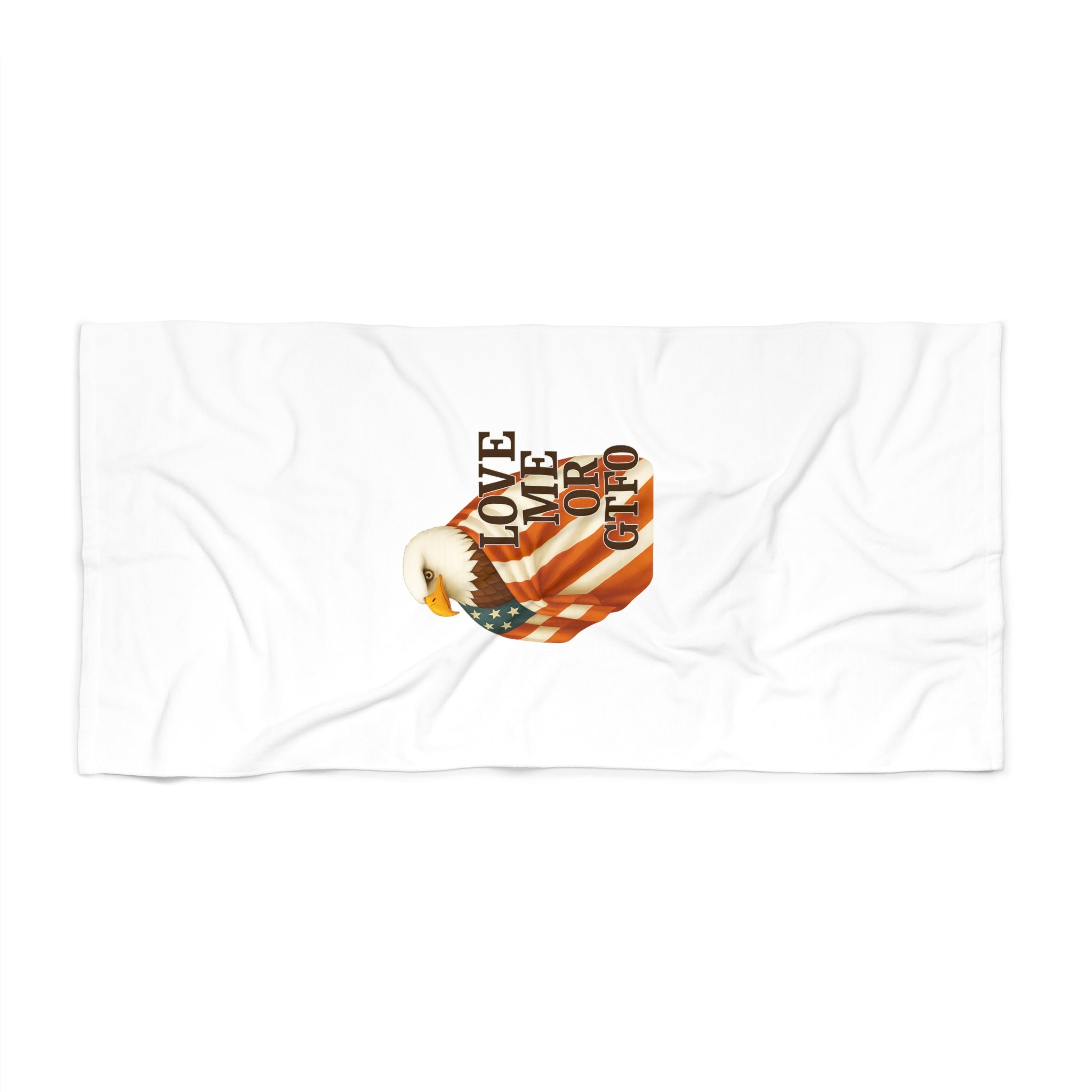 Patriotic Eagle Beach Towel - full layout flat view