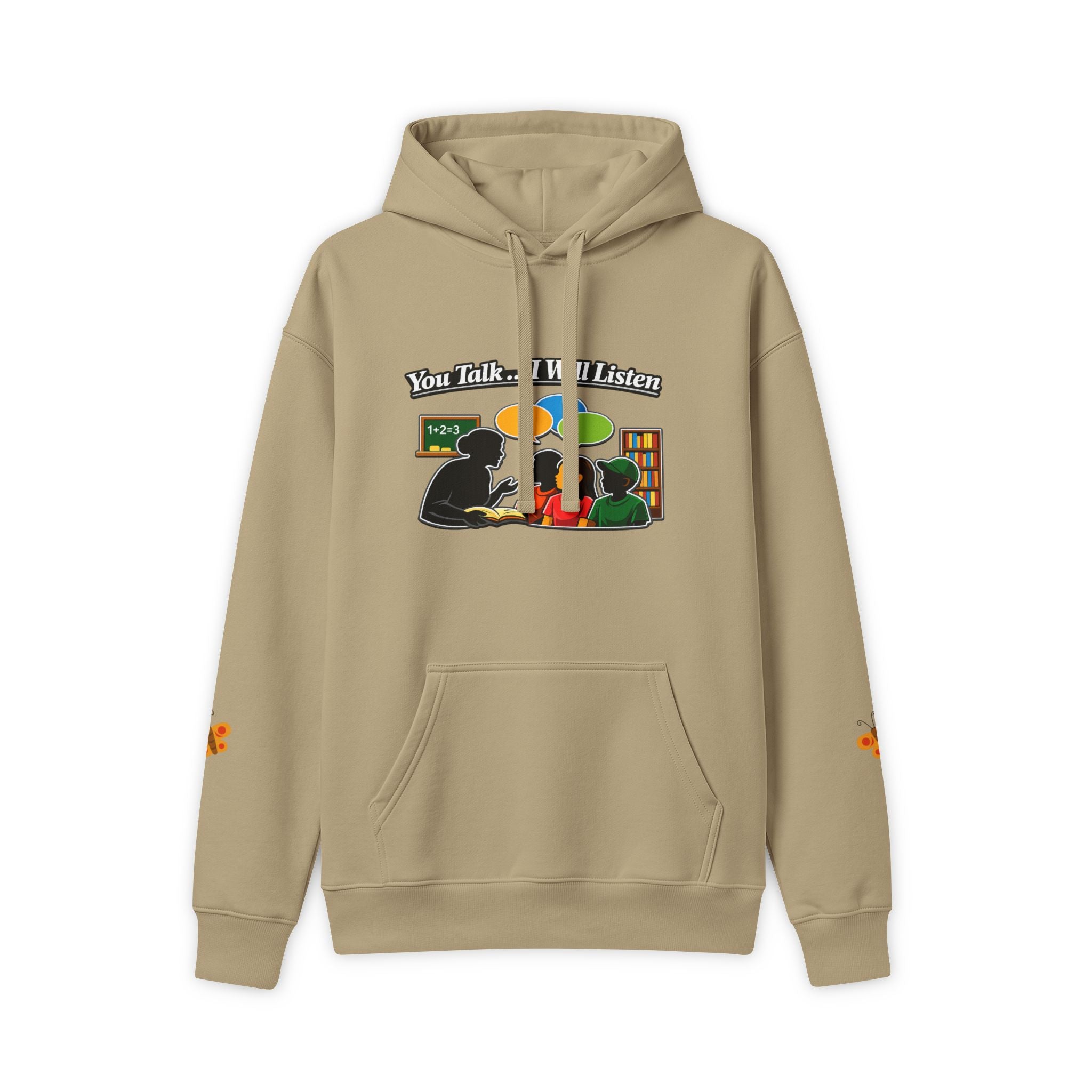 Teacher Student Conversation Youth Hoodie - front colorful you talk I will listen graphic