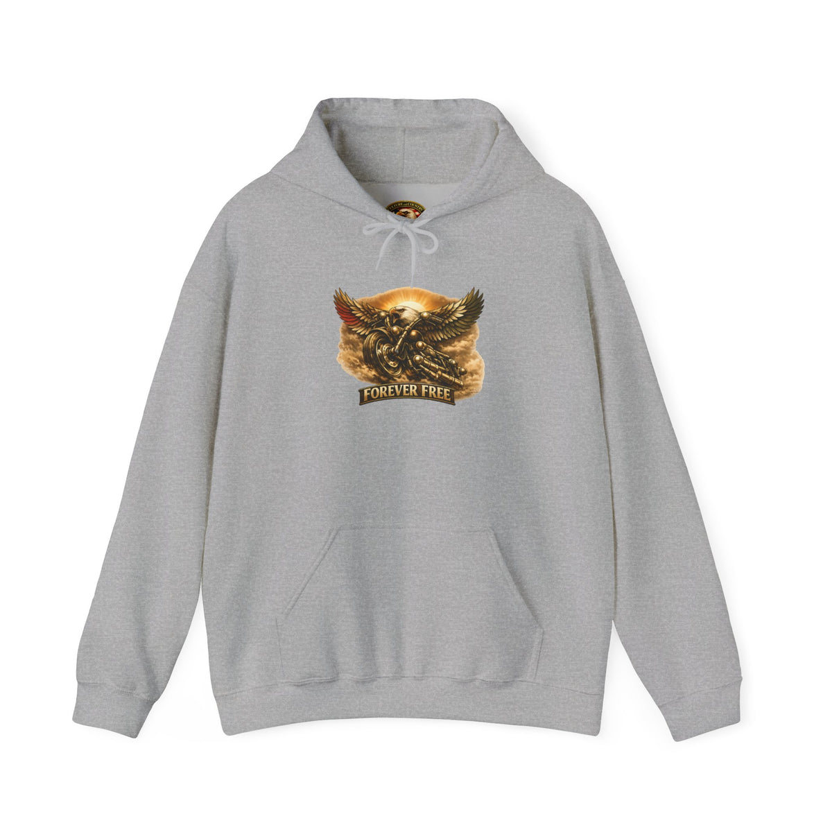 Forever Free Eagle on Motorcycle | Hoodie | Patriotic Gold