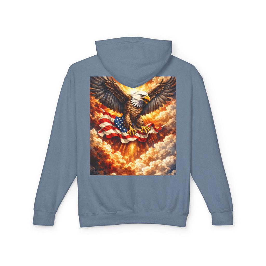 CULUSA Eagle Hoodie - eagle and flag back graphic close-up