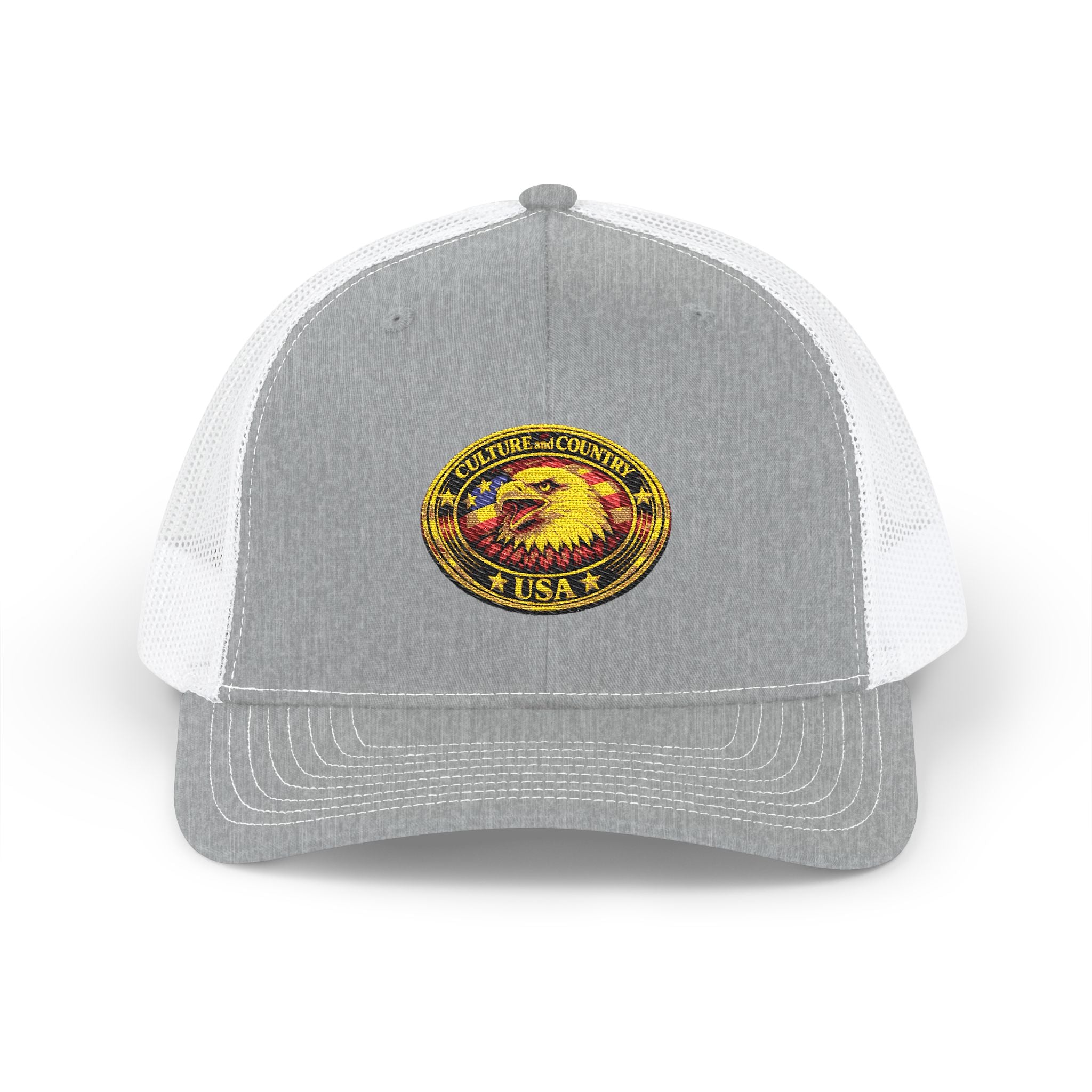 CULUSA Eagle Snapback Trucker - front embroidered eagle USA flag view