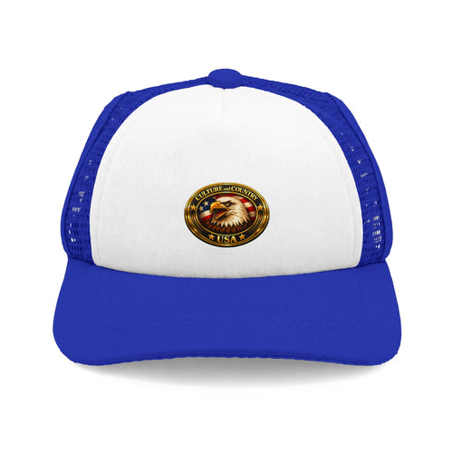CULUSA Dog Trucker Hat - front patriotic design view