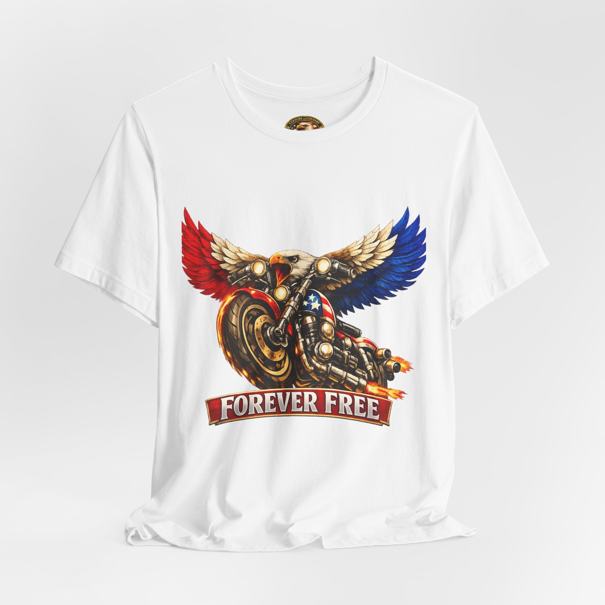Forever Free Eagle Motorcycle T-Shirt | Patriotic USA Biker Tee 