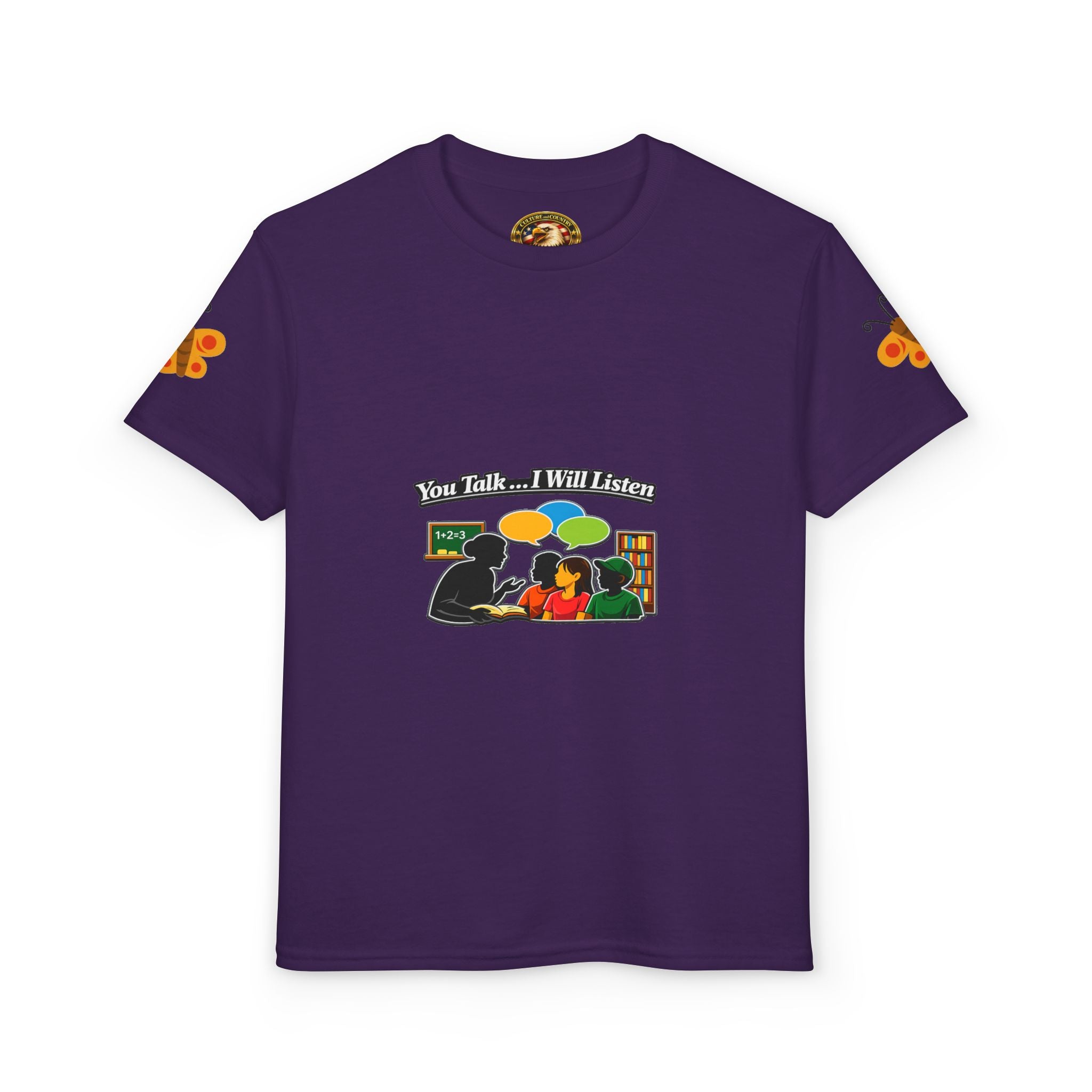 Teacher Student Conversation Youth T-Shirt - white colorway front view
