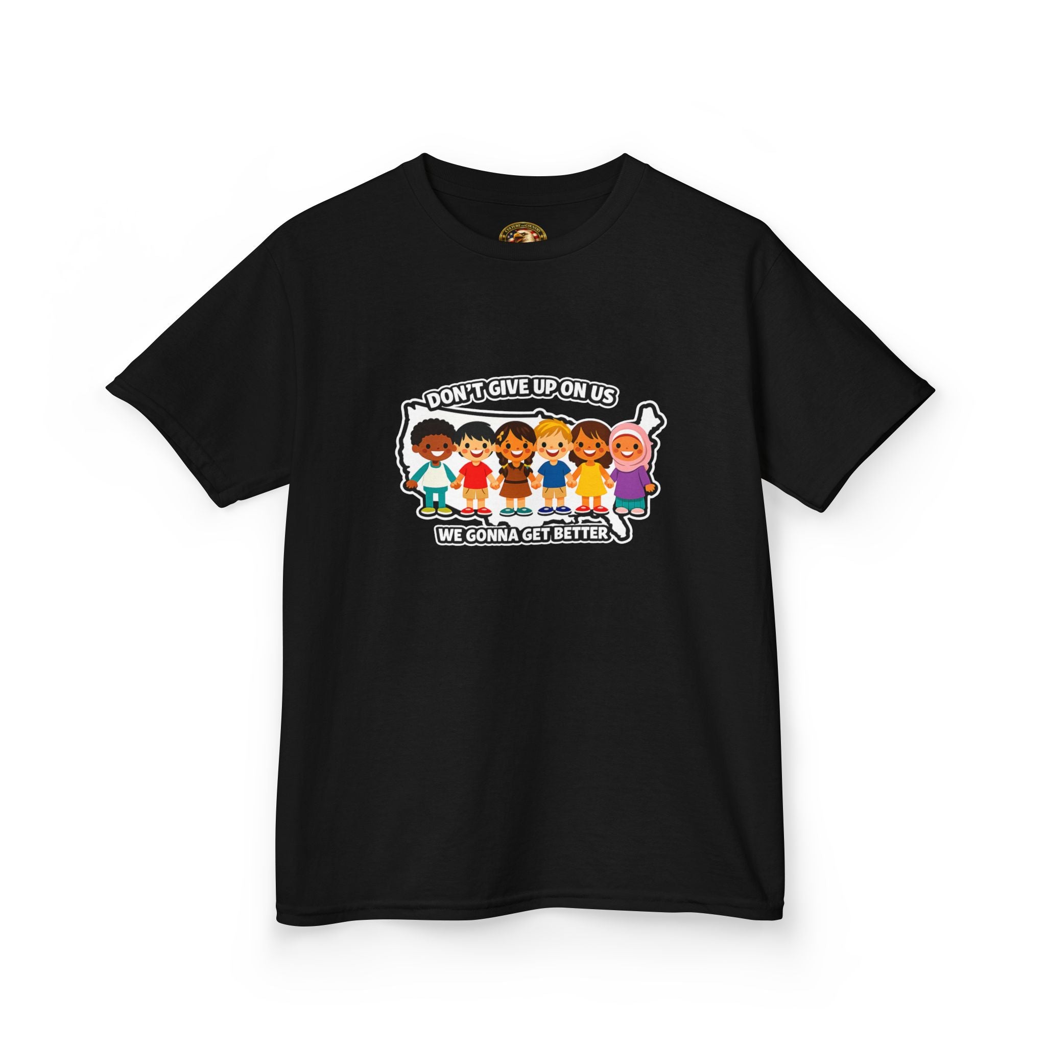 Diverse American Kids Youth T-Shirt - front inspirational message graphic view
