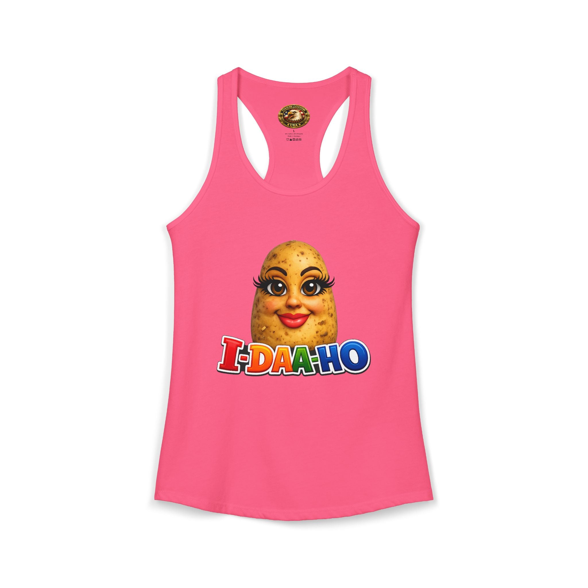 I-DAA-HO Potato Racerback Tank - black colorway front view