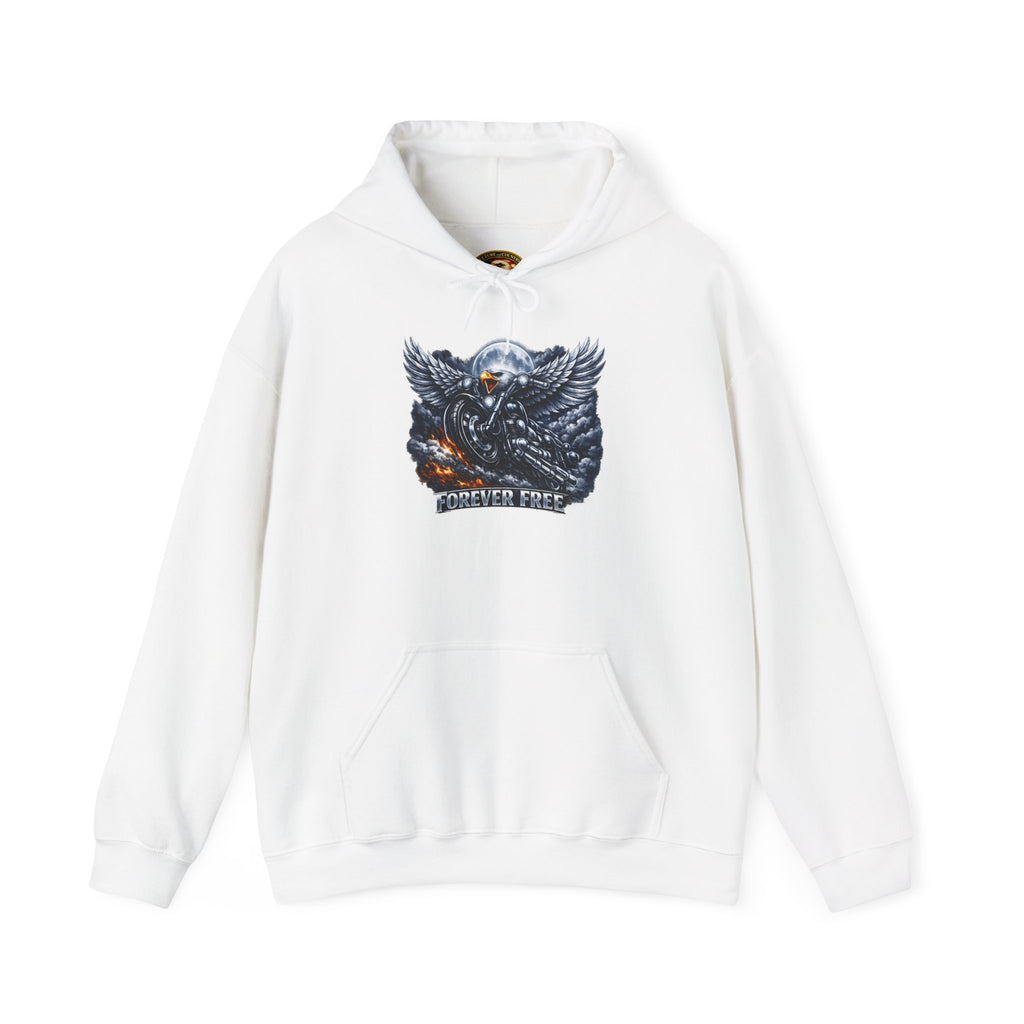 Forever Free Eagle Motorcycle Hoodie | Patriotic Blue Silver Biker 