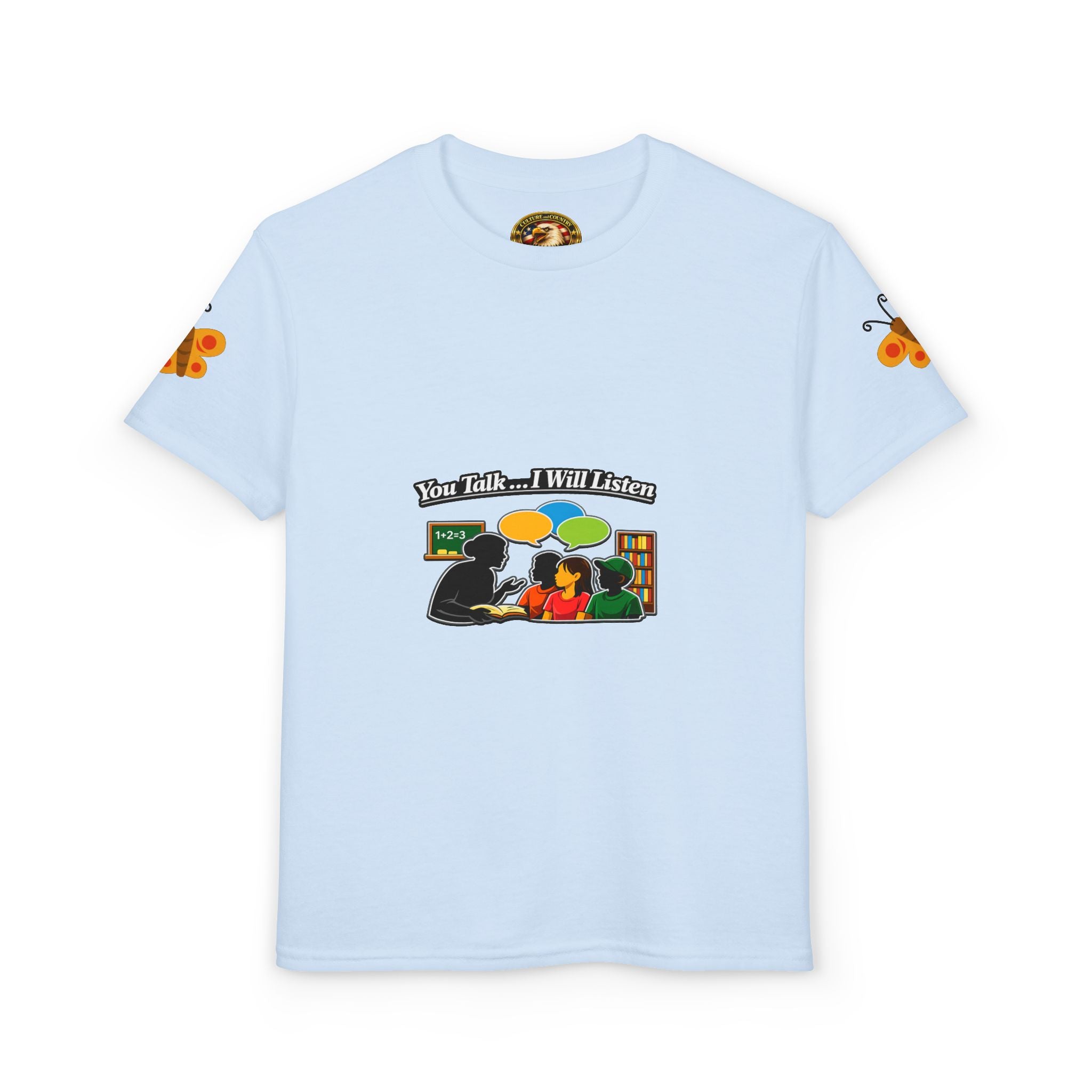 Teacher Student Conversation Youth T-Shirt - black colorway front view