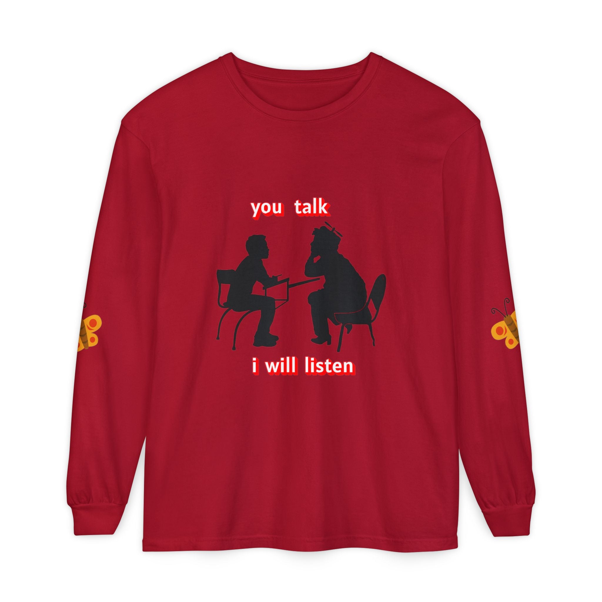 Teacher Student Conversation Long Sleeve - white colorway front view