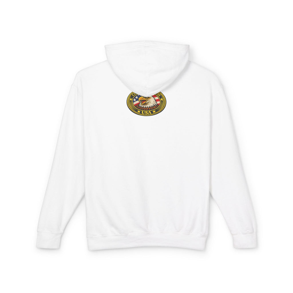 Love America or GTFO Eagle Hoodie - navy colorway front view