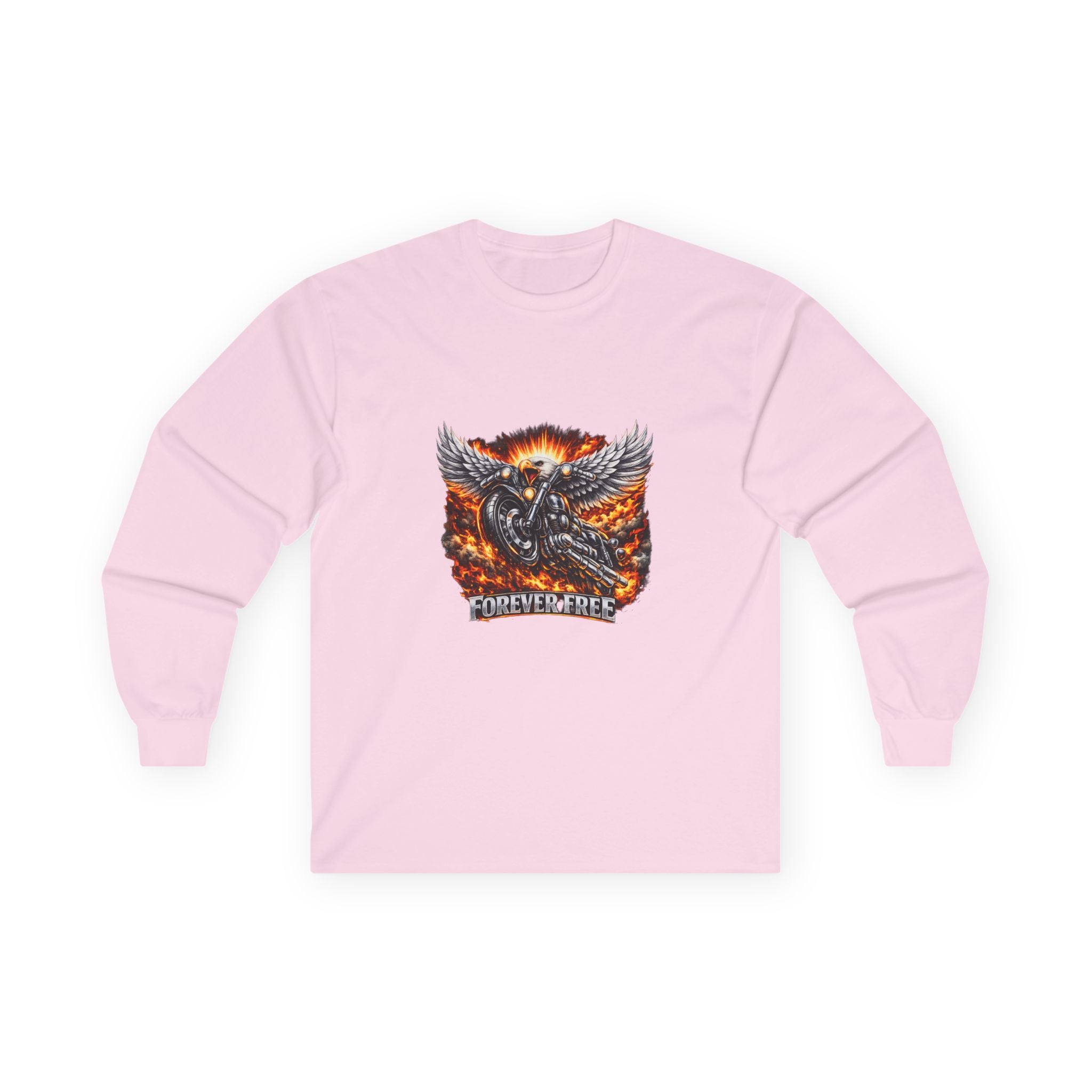 Forever Free Eagle Long Sleeve - red chrome graphic detail close-up