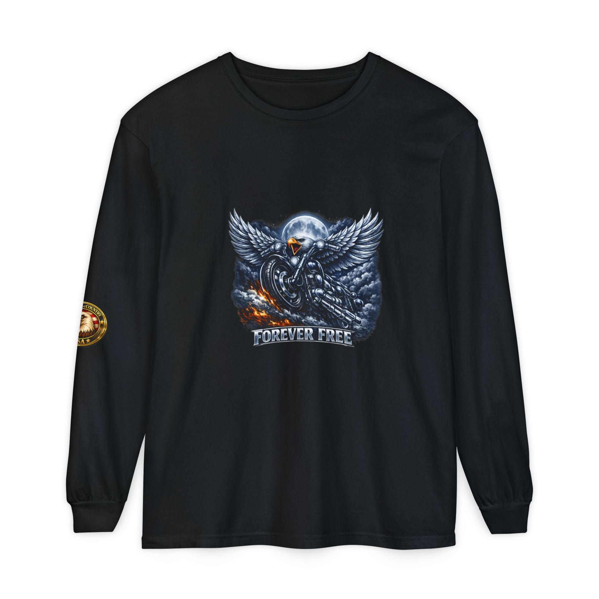 Forever Free Eagle Long Sleeve - blue silver colorway front view