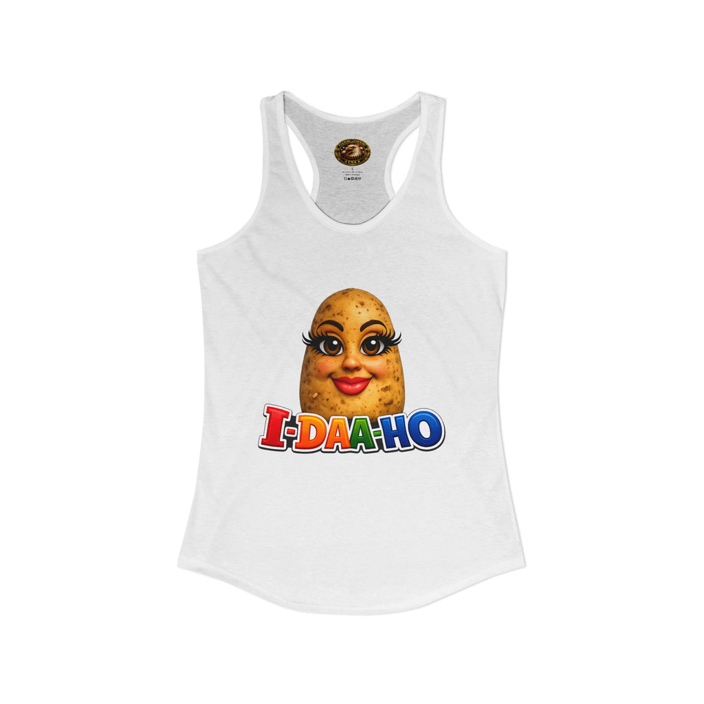 I-DAA-HO Potato Racerback Tank - gray colorway front view