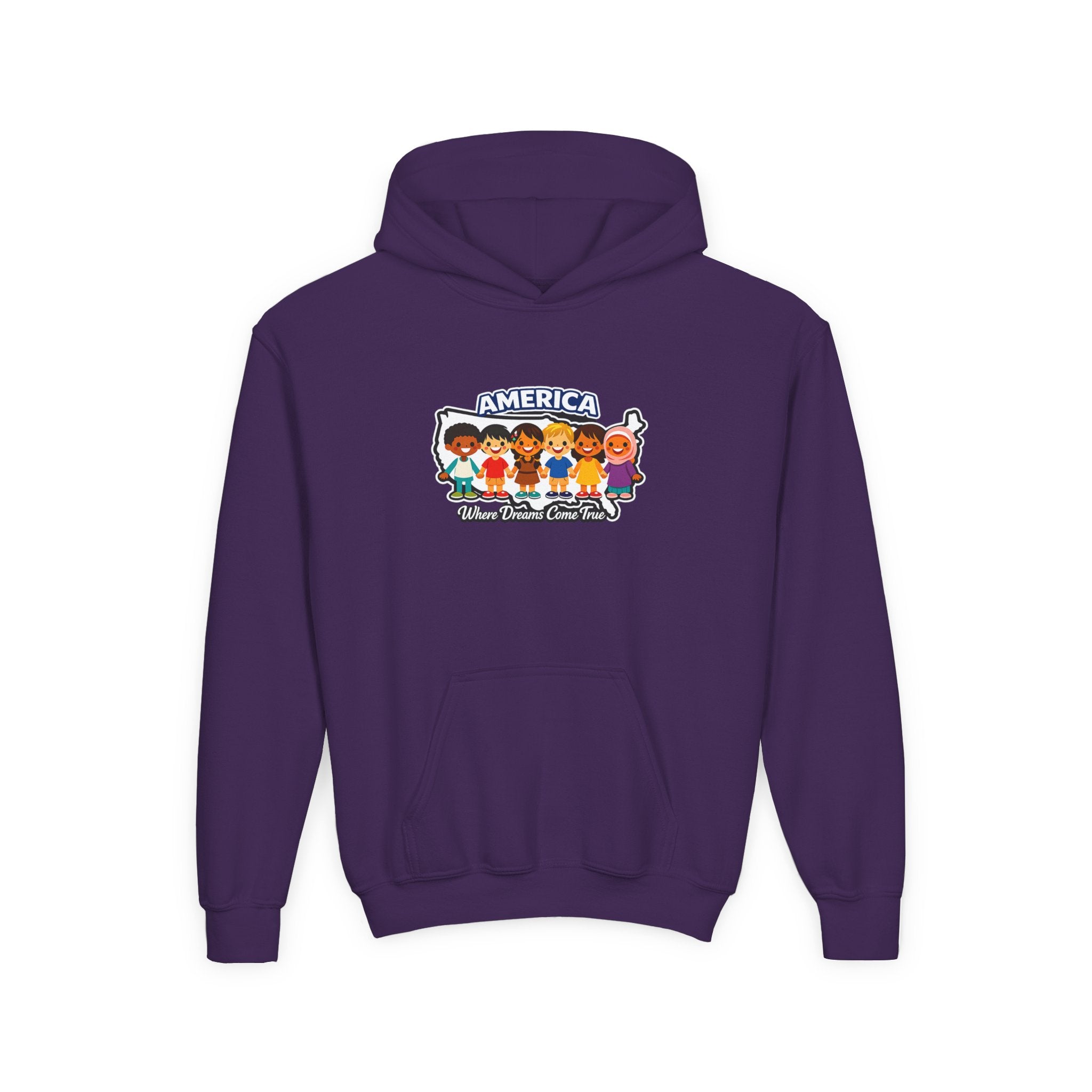 Diverse American Kids Youth Hoodie - black colorway front view