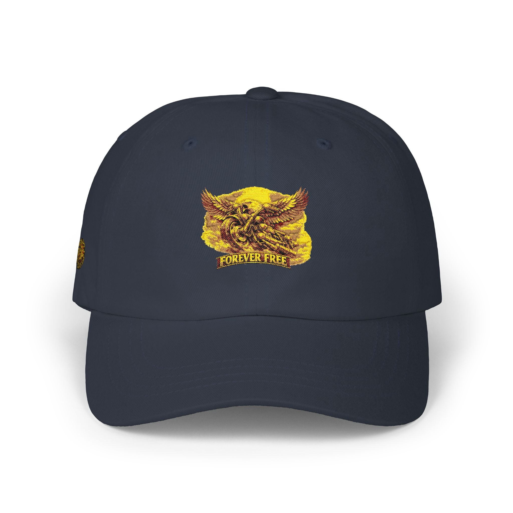 Eagle on Motorcycle Dad Cap - back adjustable strap detail