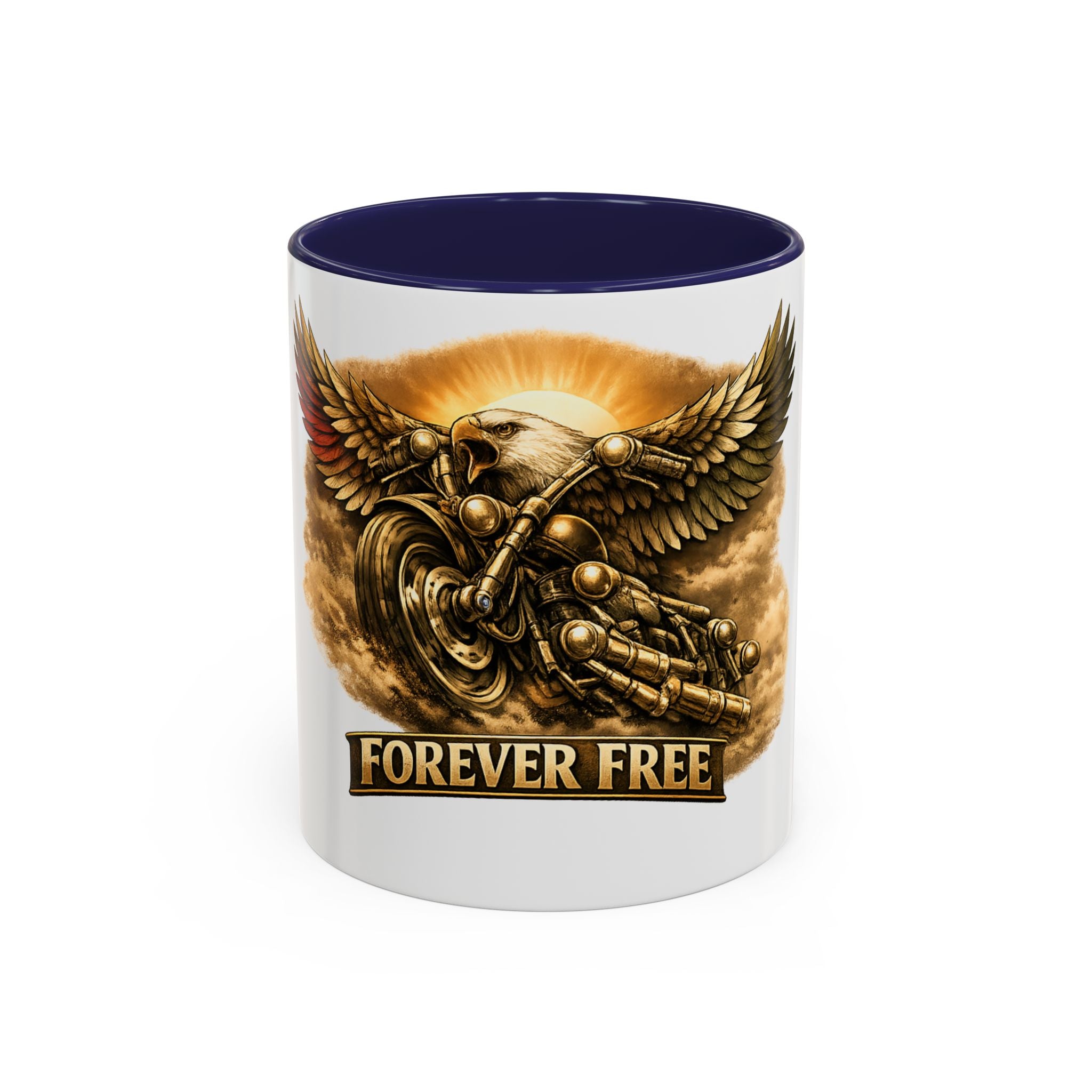 Forever Free Eagle Coffee Mug - front eagle on motorcycle graphic