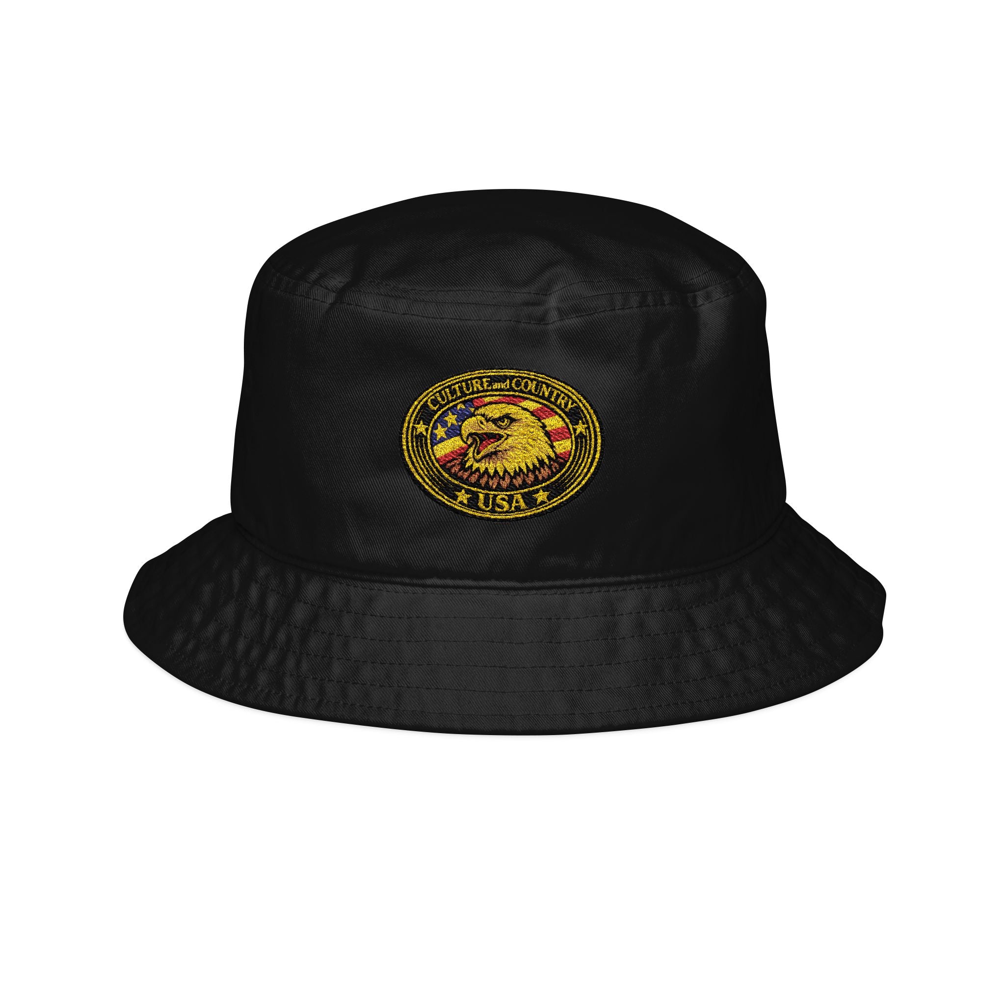 CULUSA Eagle Bucket Hat - front embroidered eagle USA flag graphic