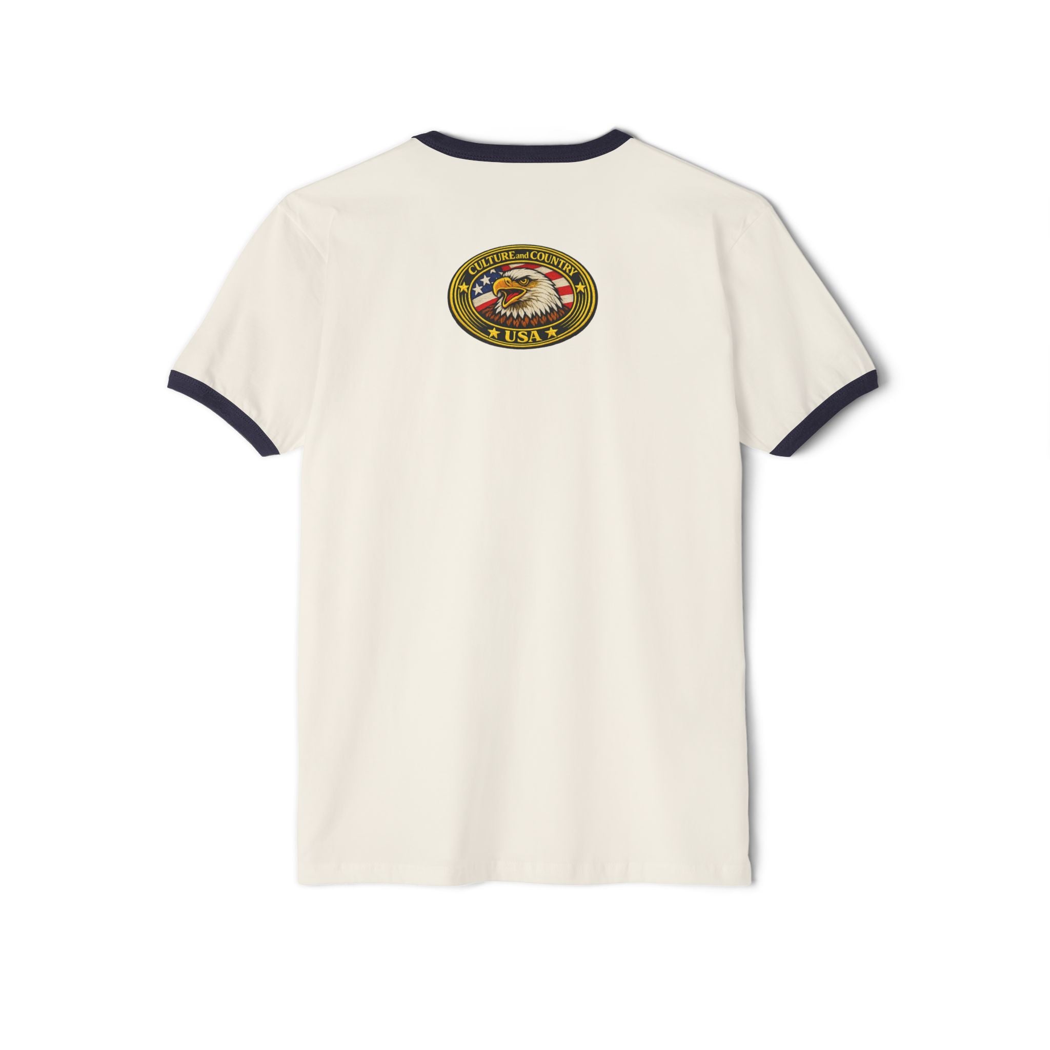 Love America or GTFO Ringer T-Shirt - navy and white ringer colorway front view