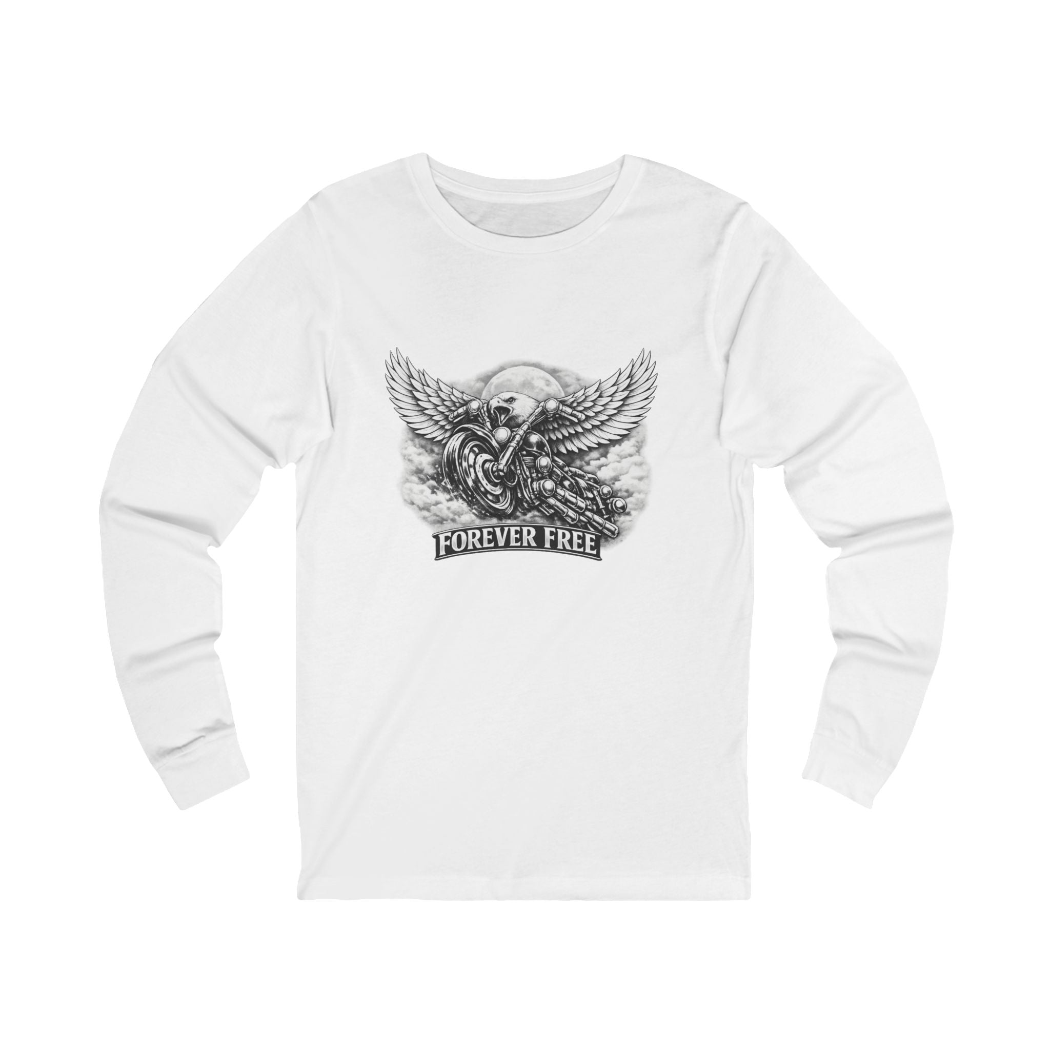 Forever Free Eagle Long Sleeve Shirt | Patriotic Black & White Biker 