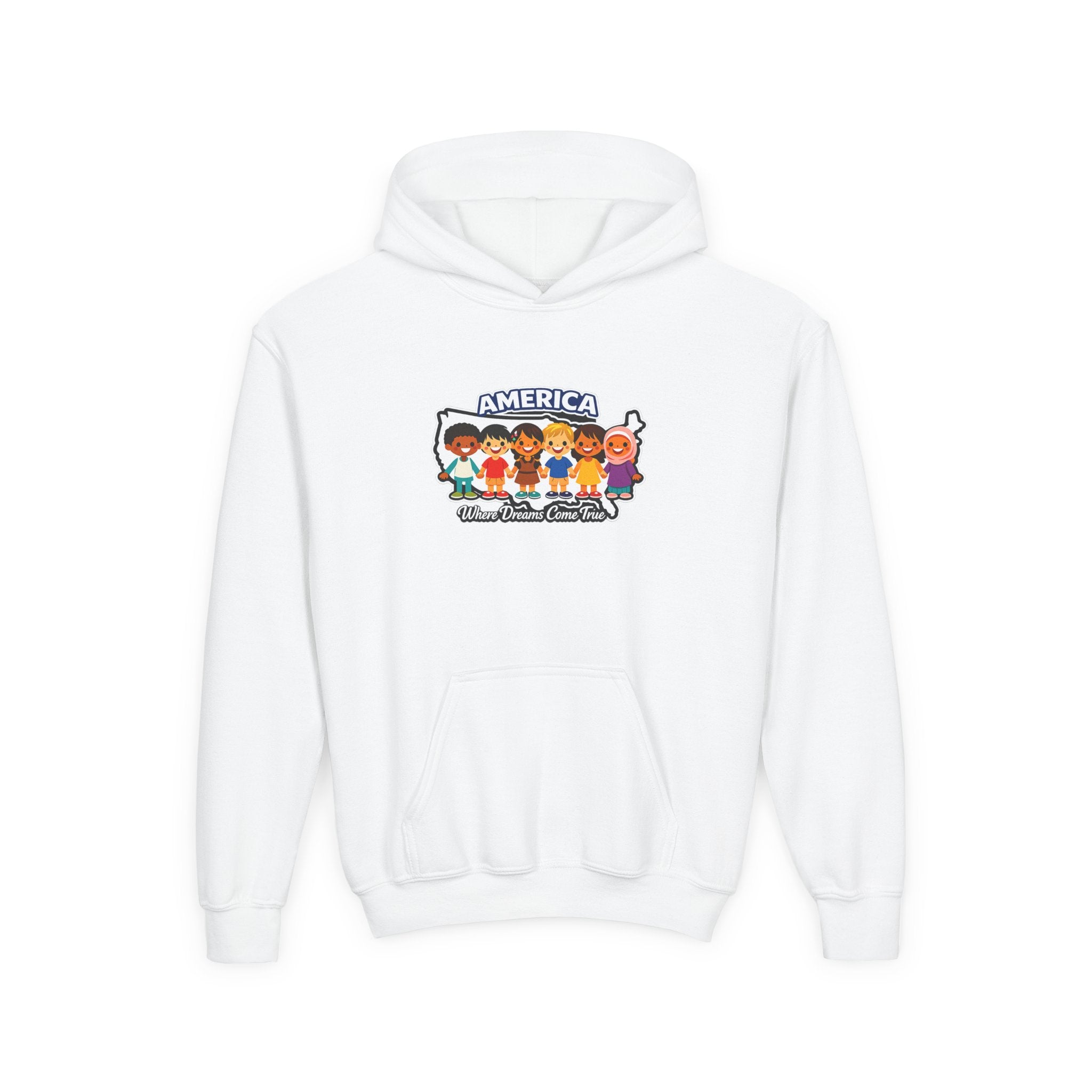 Diverse American Kids Youth Hoodie | America Where Dreams Come True 