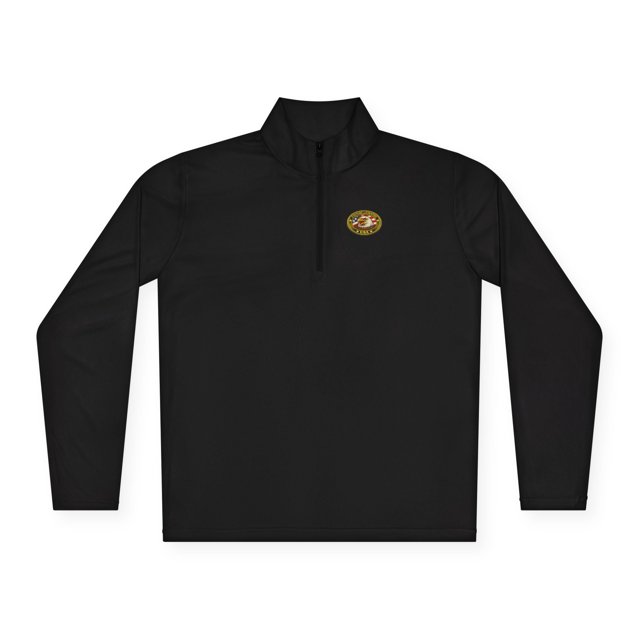 CULUSA Eagle Patch Quarter-Zip - front eagle patch chest detail view