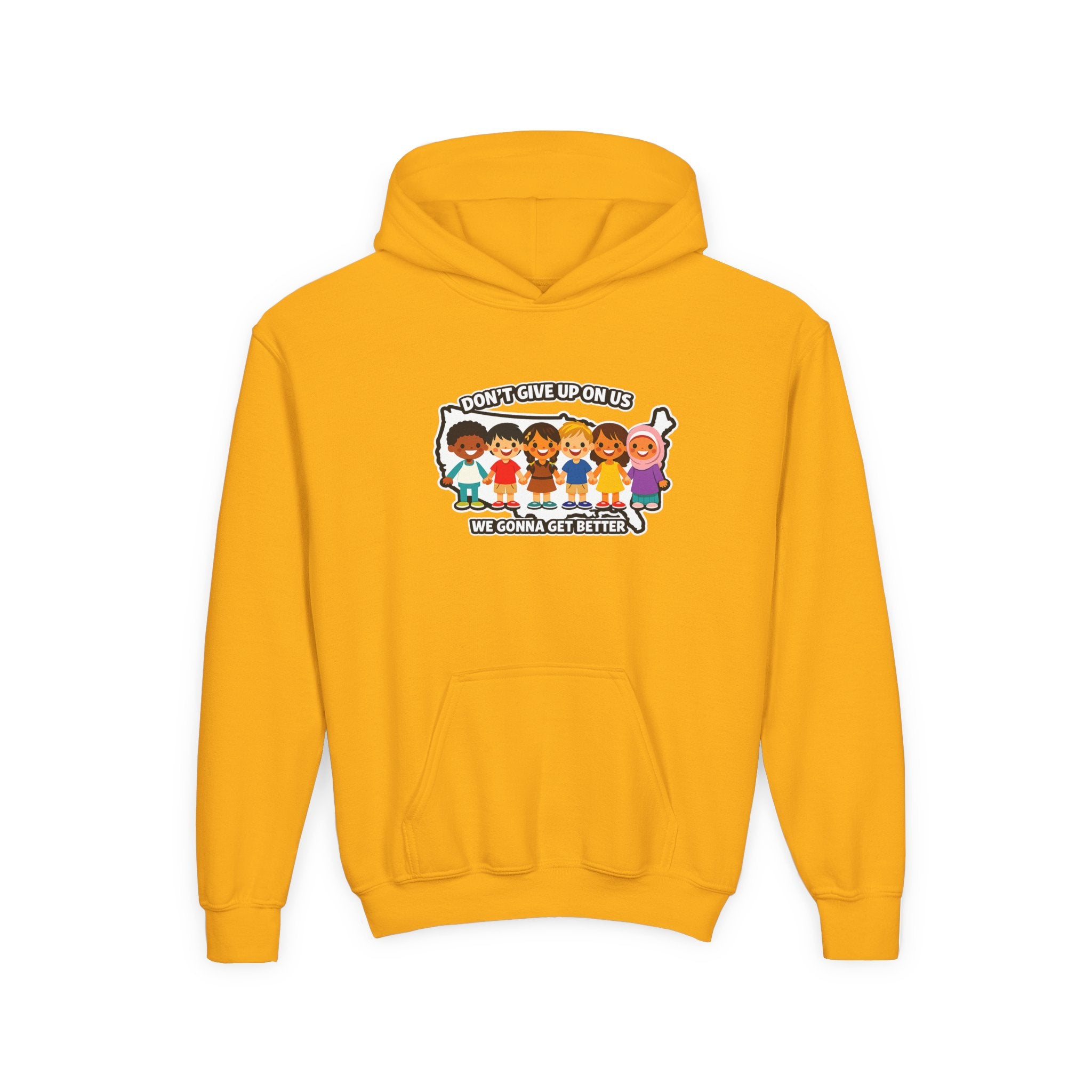 Diverse American Kids Youth Hoodie - diverse kids graphic detail close-up