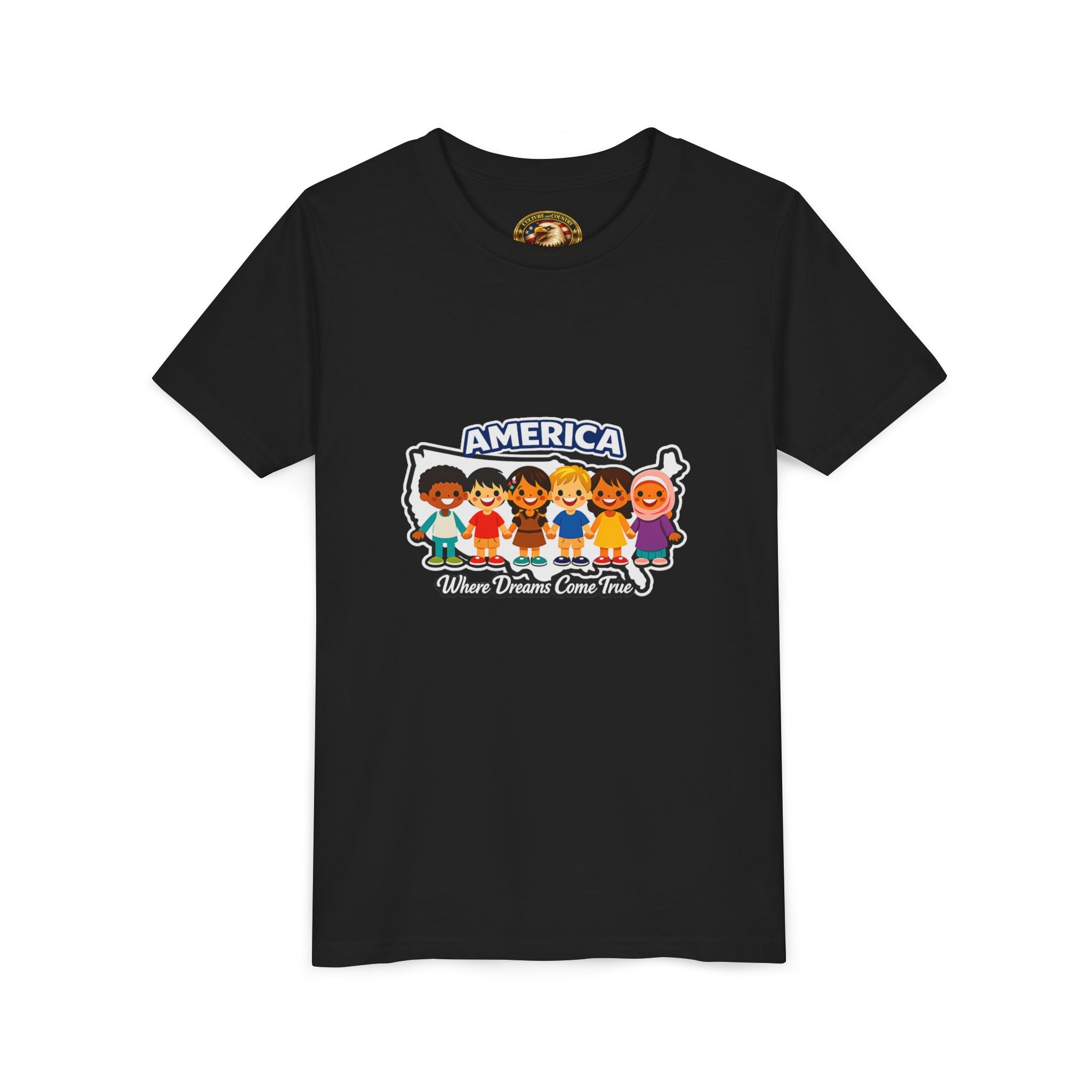 Diverse American Kids T-Shirt - green colorway front view