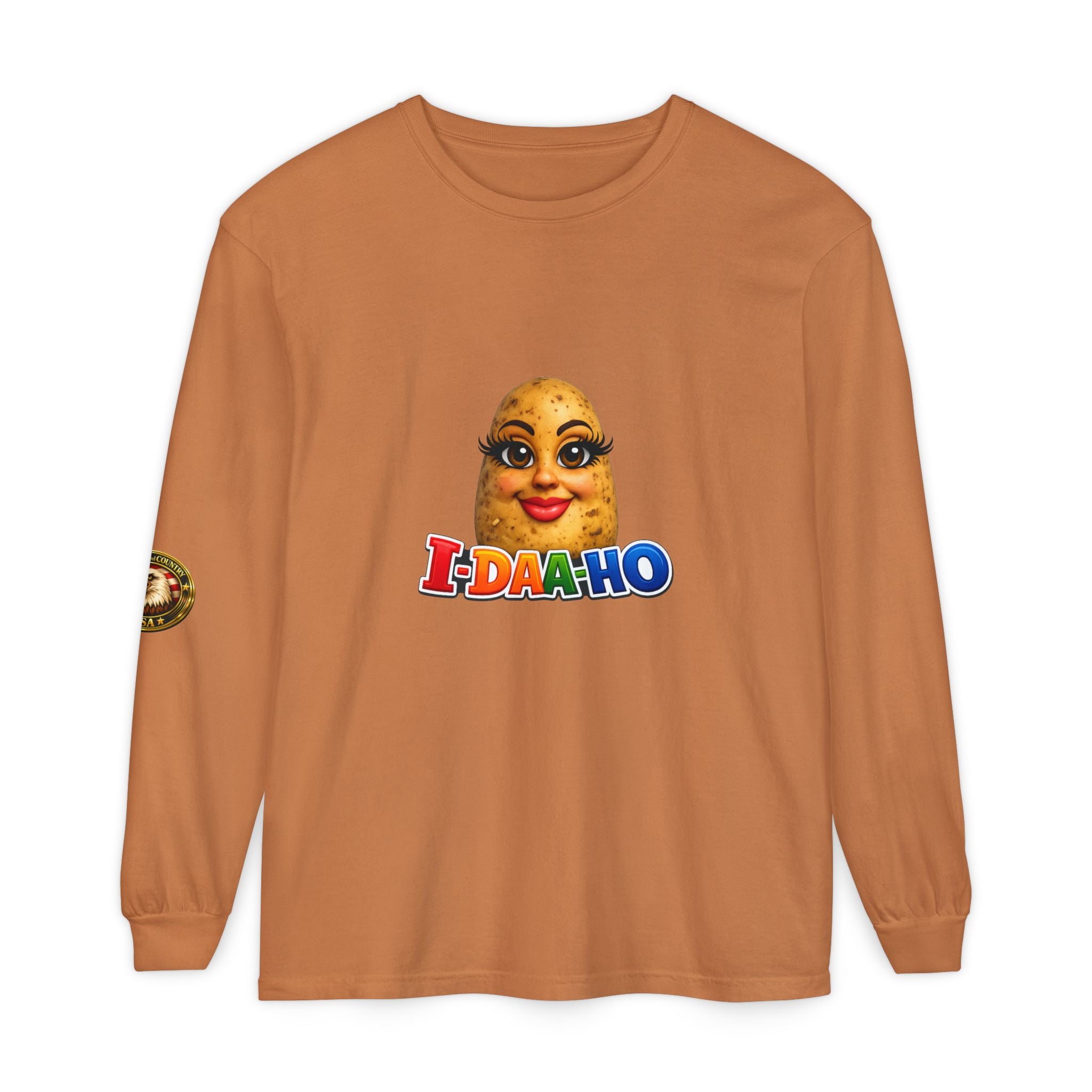 I-DAA-HO Potato Long Sleeve - front potato character humor graphic