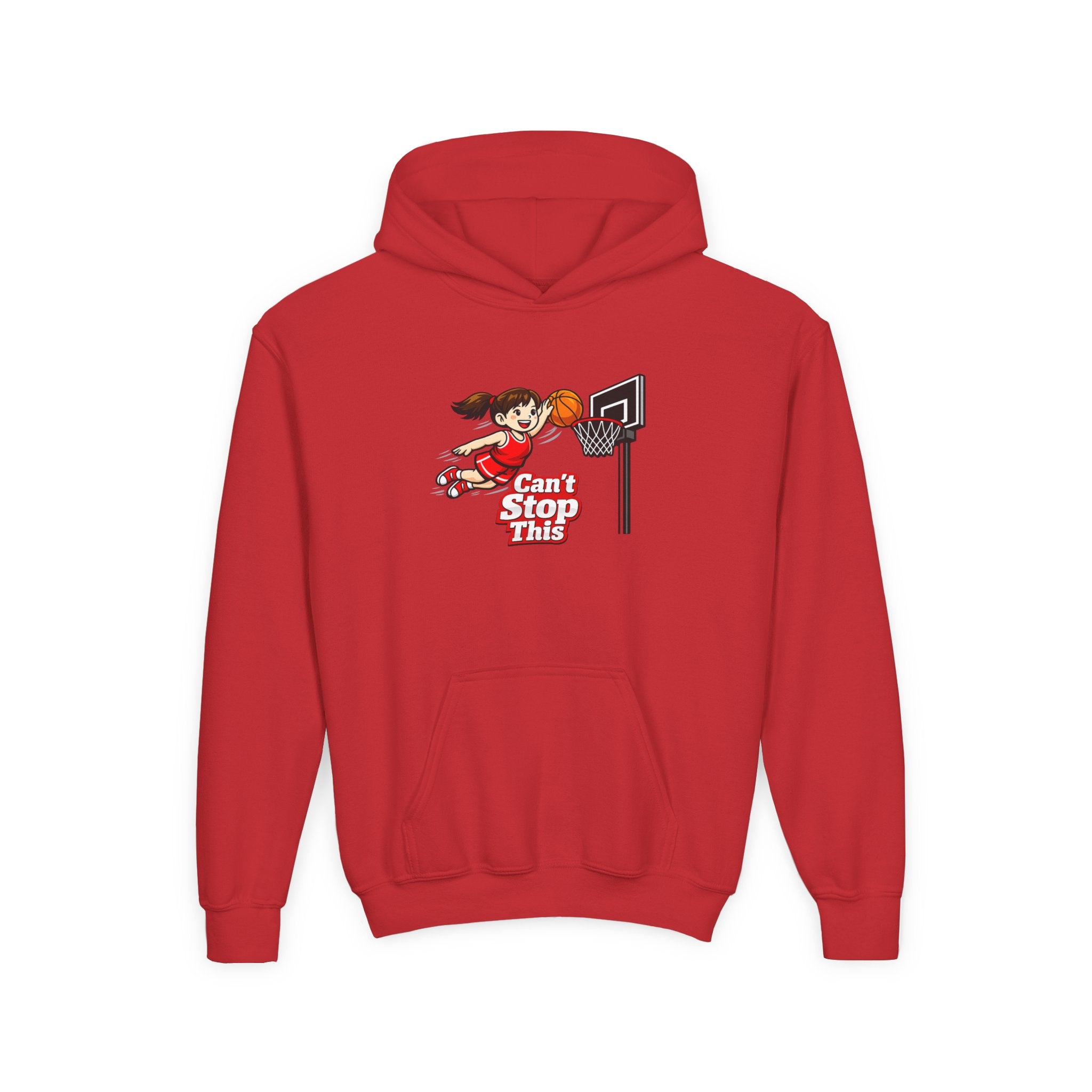 Can't Stop This Girl Youth Hoodie - red colorway front view