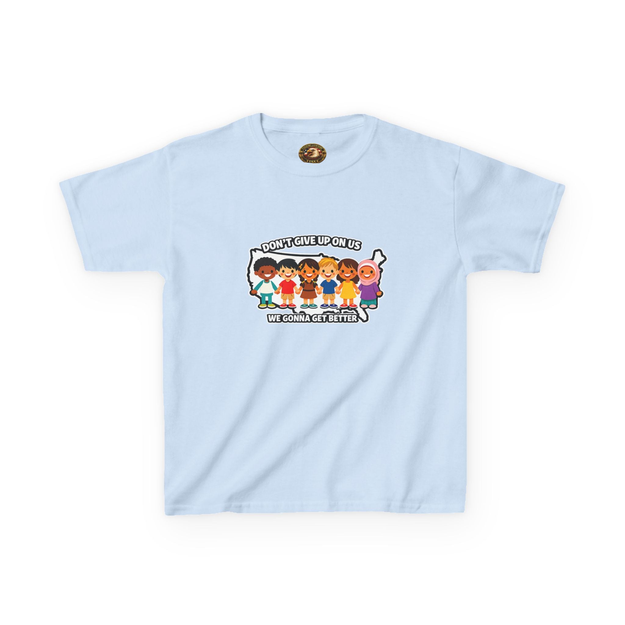 Diverse American Kids Youth T-Shirt - black colorway front view