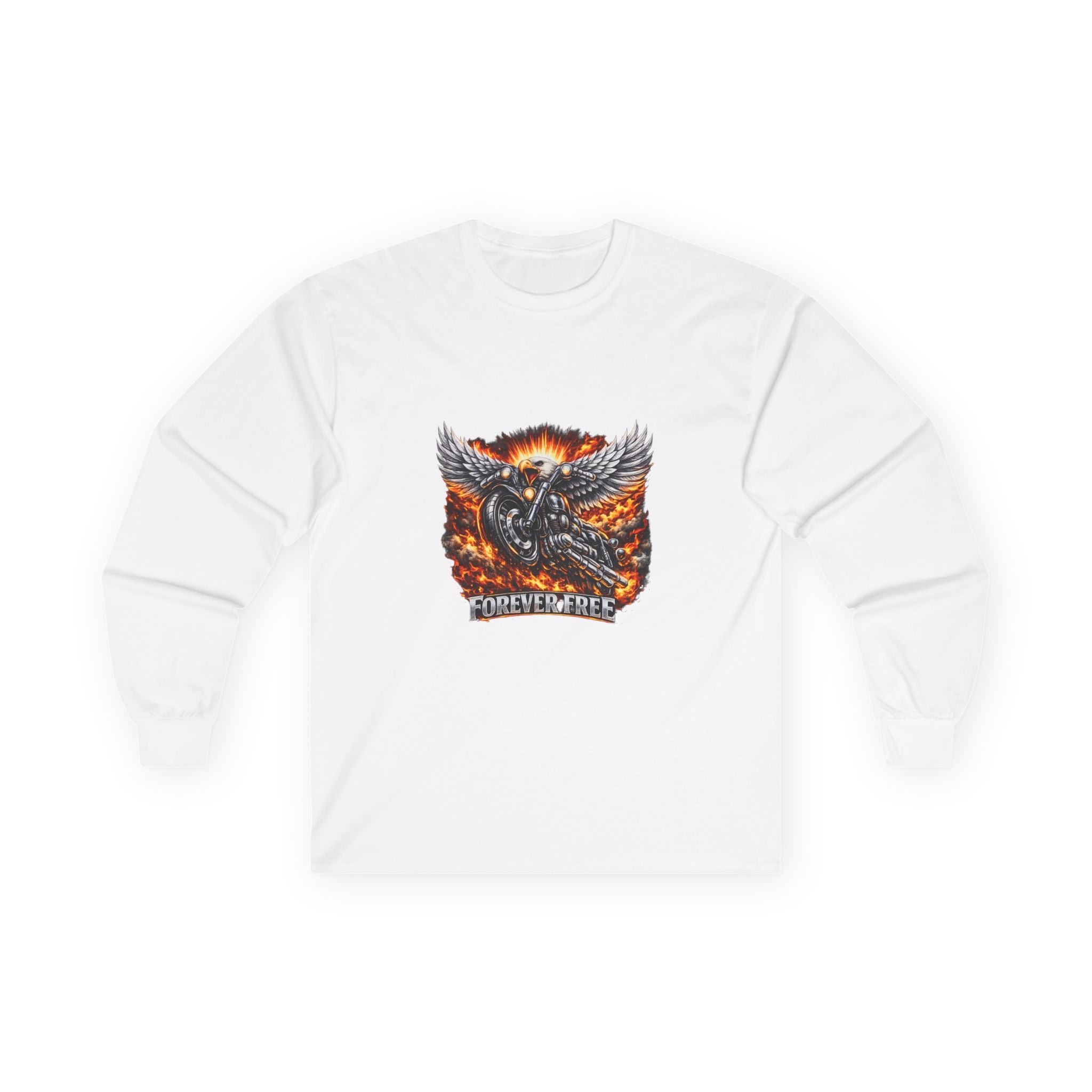 Forever Free Eagle Long Sleeve Shirt | Patriotic Red Chrome Biker 